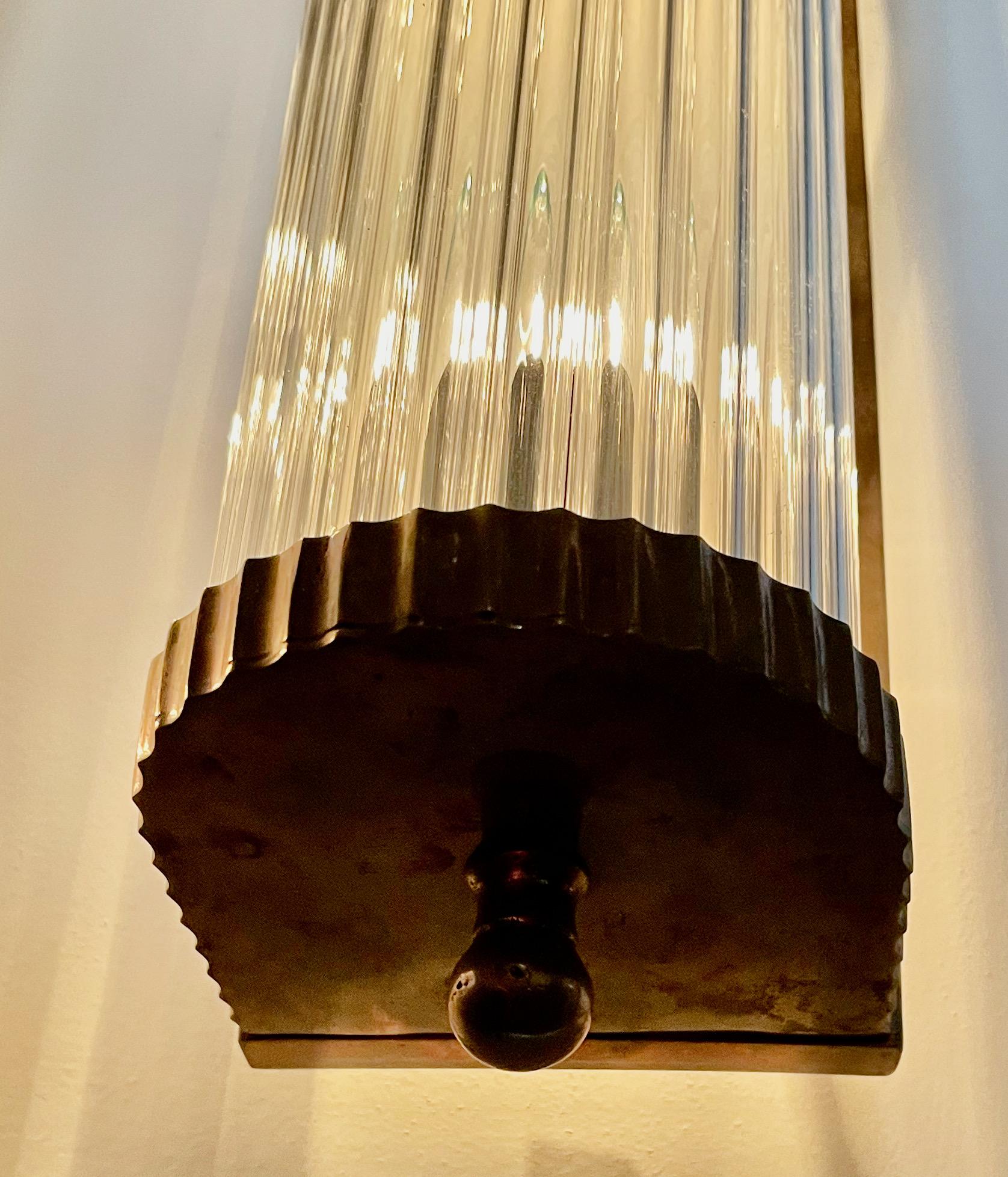 Art Deco Sconces in the Style of Petito Ribbed Glass 2
