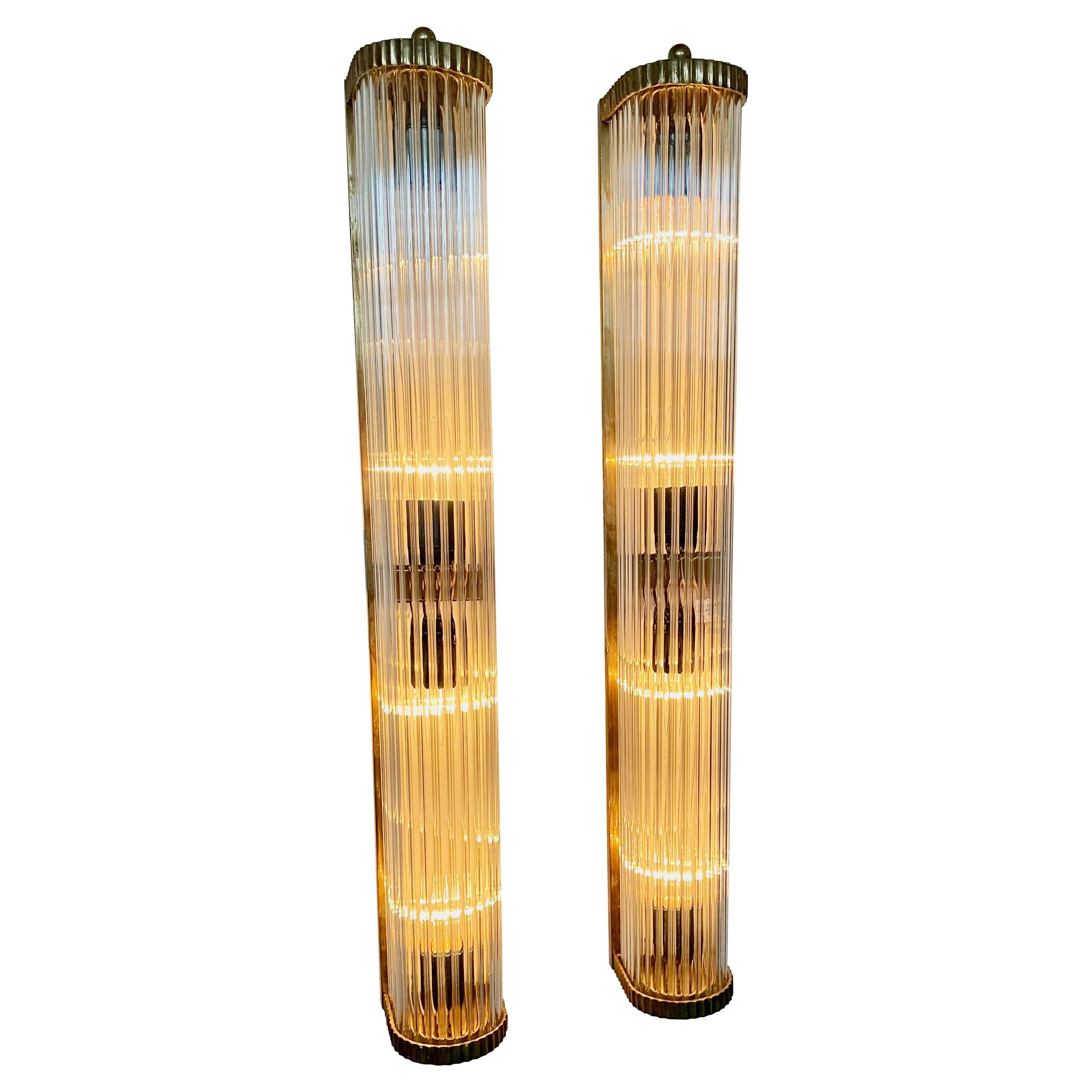 Art Deco Sconces in the Style of Petito Ribbed Glass