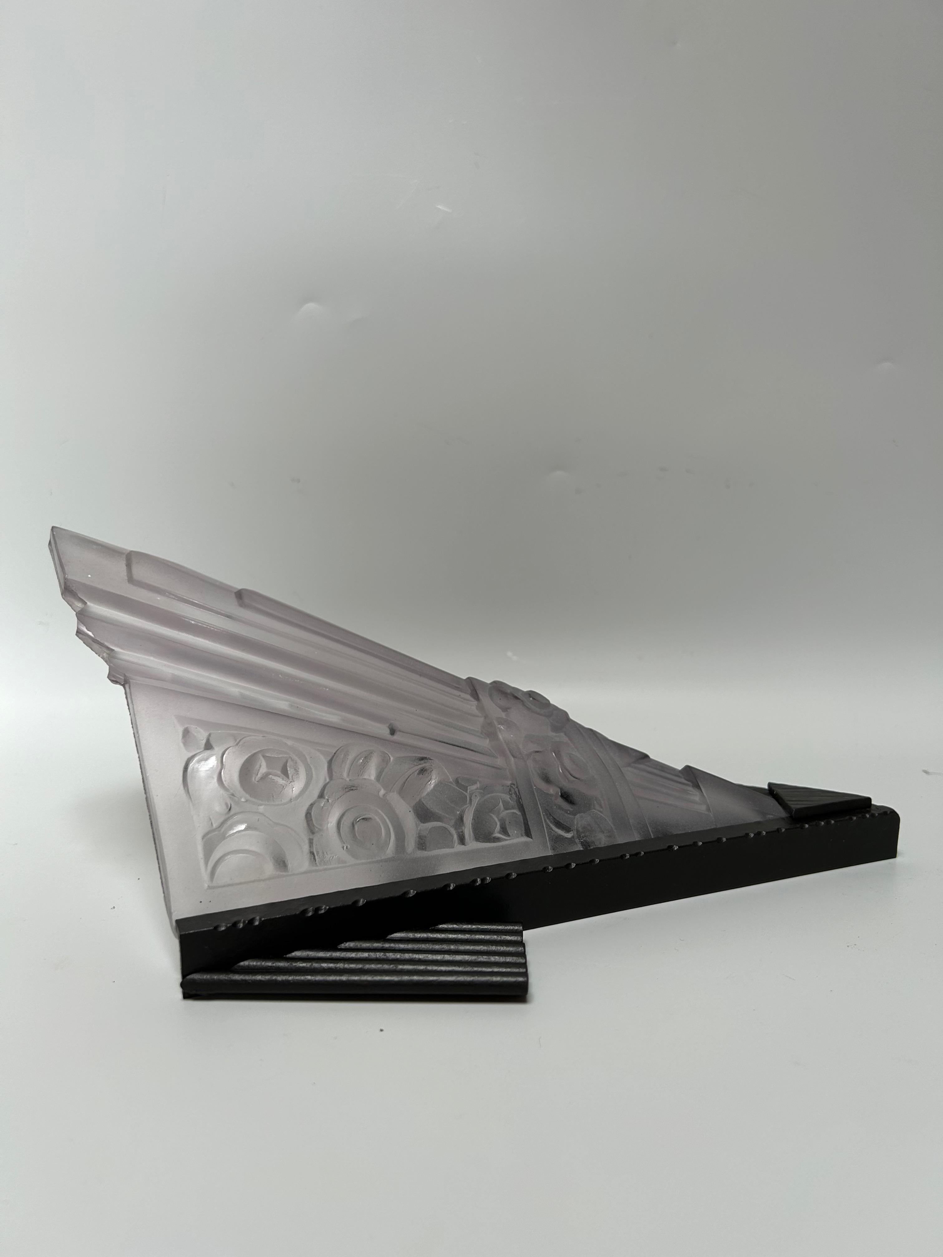 Glass Art Deco Sconces Suite of 4 Signed SEVB For Sale