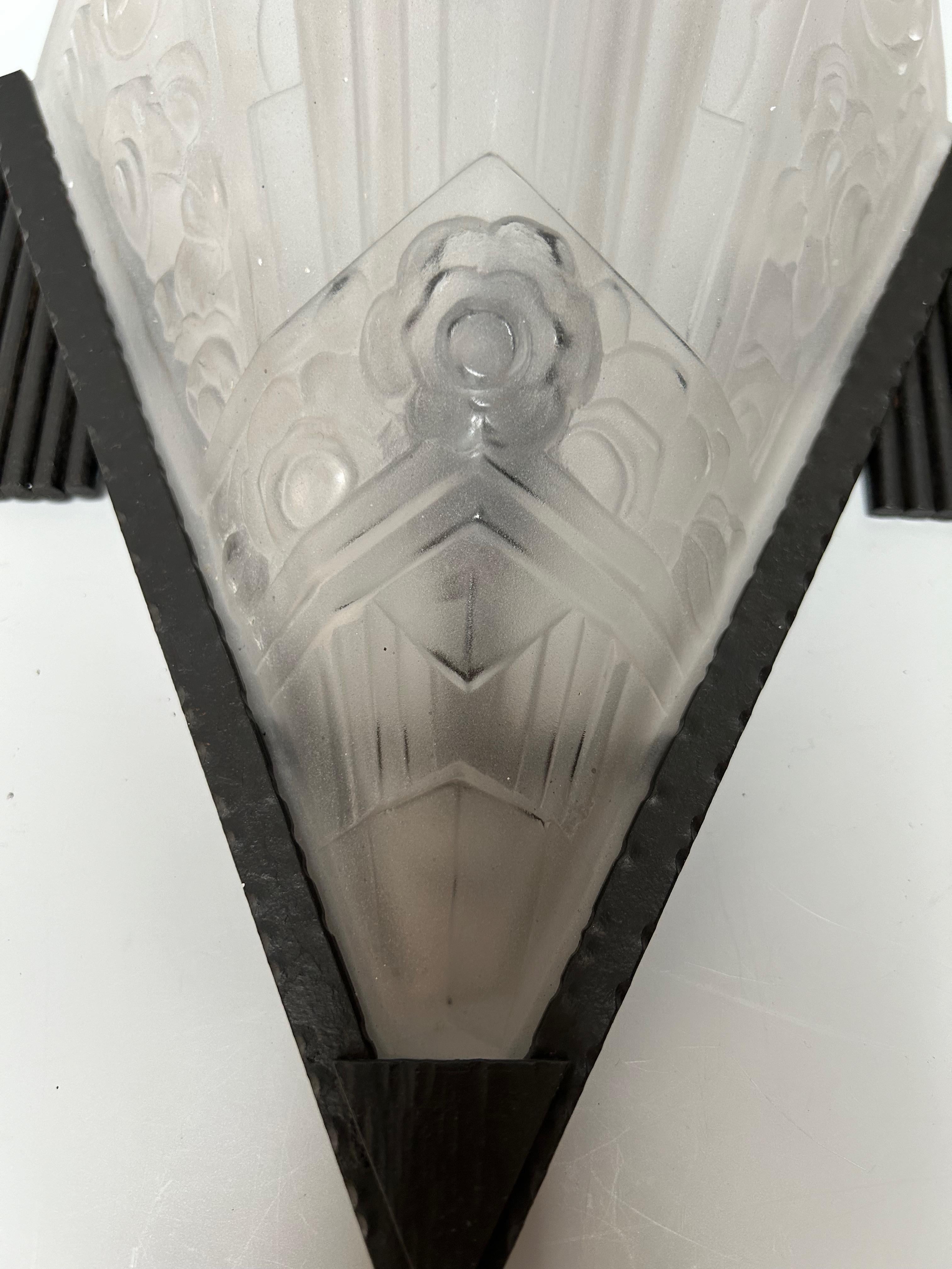 Art Deco Sconces Suite of 4 Signed SEVB For Sale 3