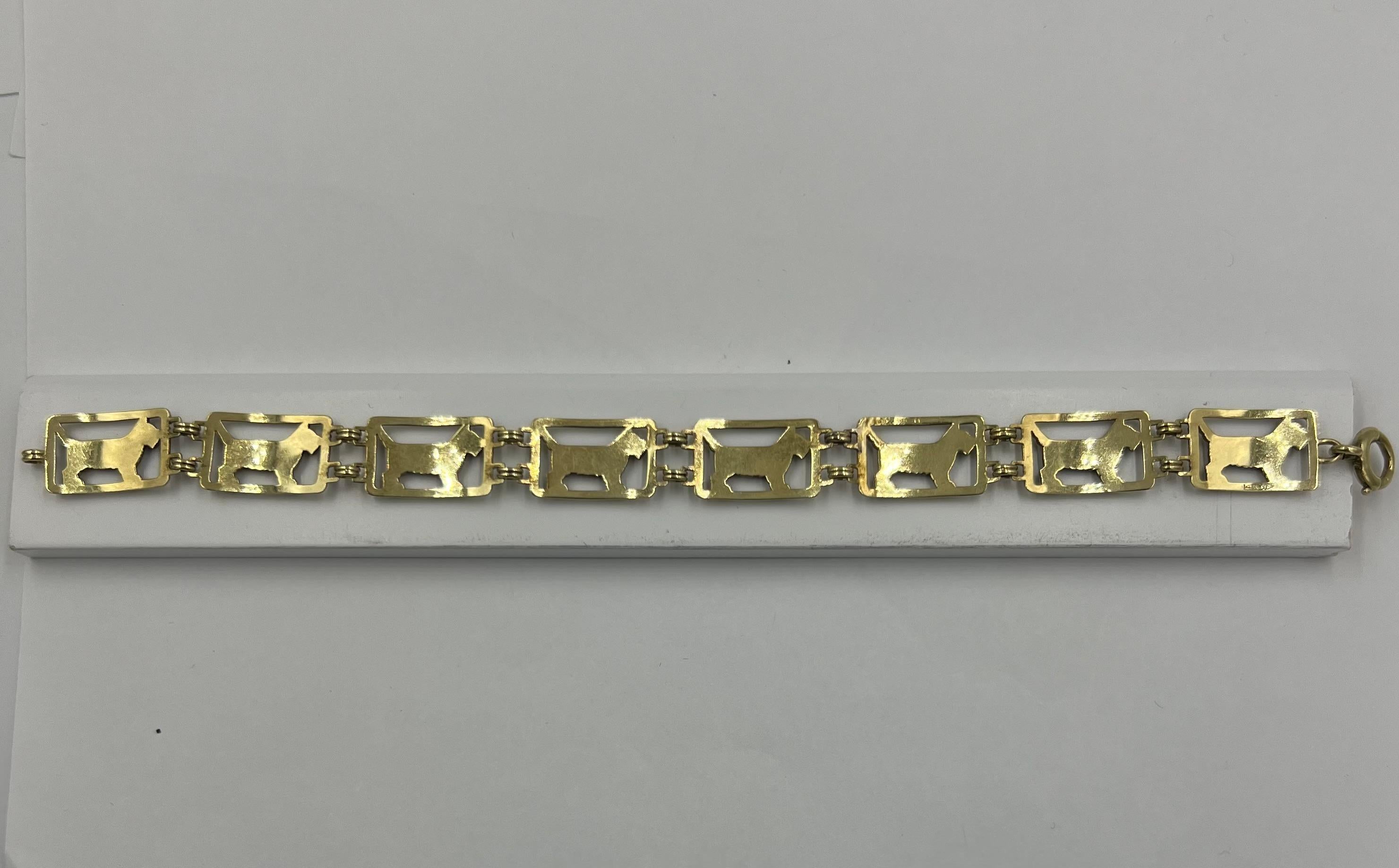 Art Deco Scottie Dog Yellow Gold Bracelet  In Good Condition For Sale In Los Angeles, CA