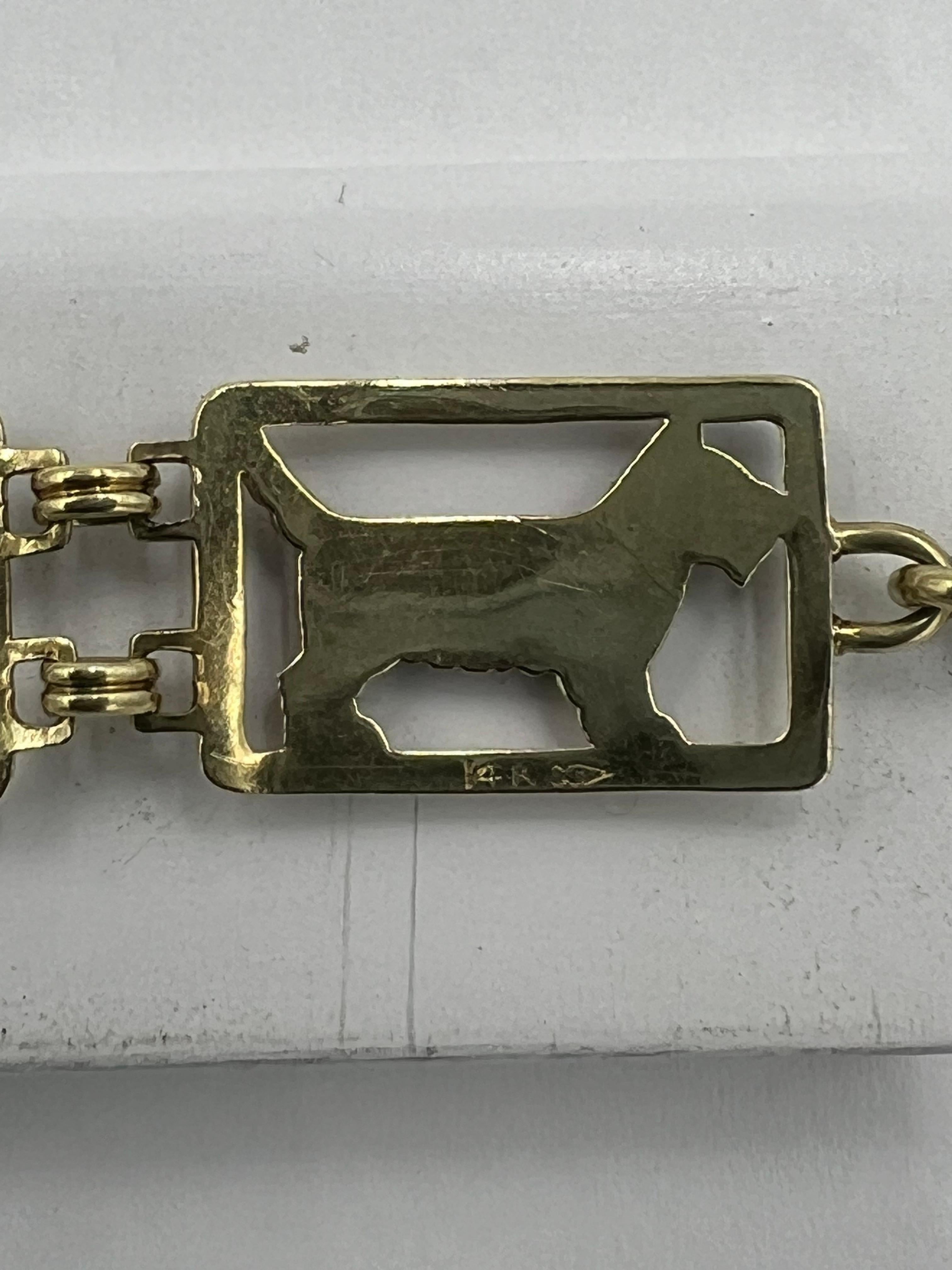 Women's or Men's Art Deco Scottie Dog Yellow Gold Bracelet  For Sale