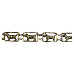 Art Deco Scottie Hunde-Armband aus Gelbgold 