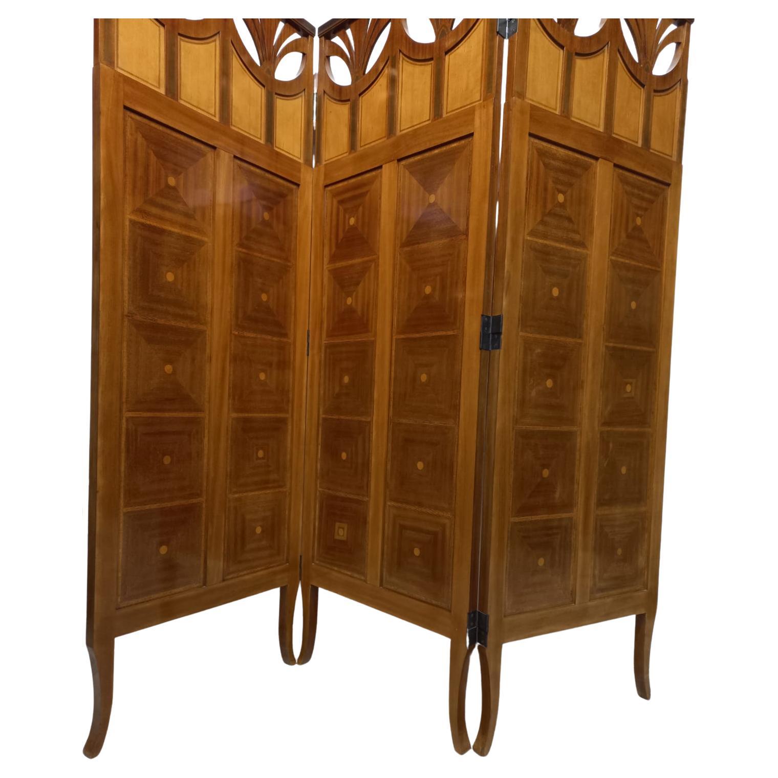 Paravento Art Deco in legno massello in vendita 2