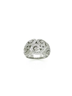 Art Deco Scroll Diamond Ring, White Gold, Vintage Inspired Ring