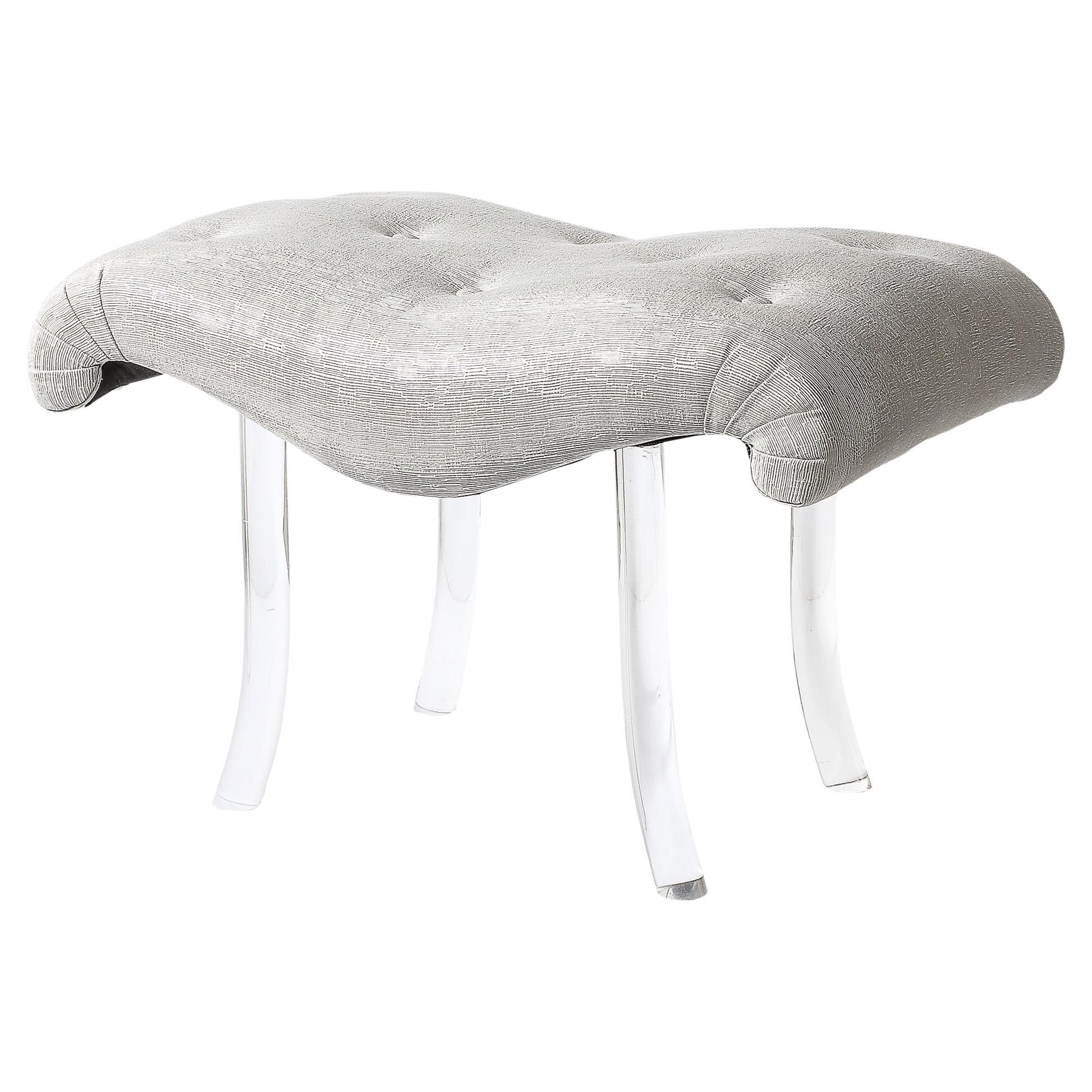 Art Deco Scroll Form Curvilinear Lucite Bench in Fabric by Grosfeld House