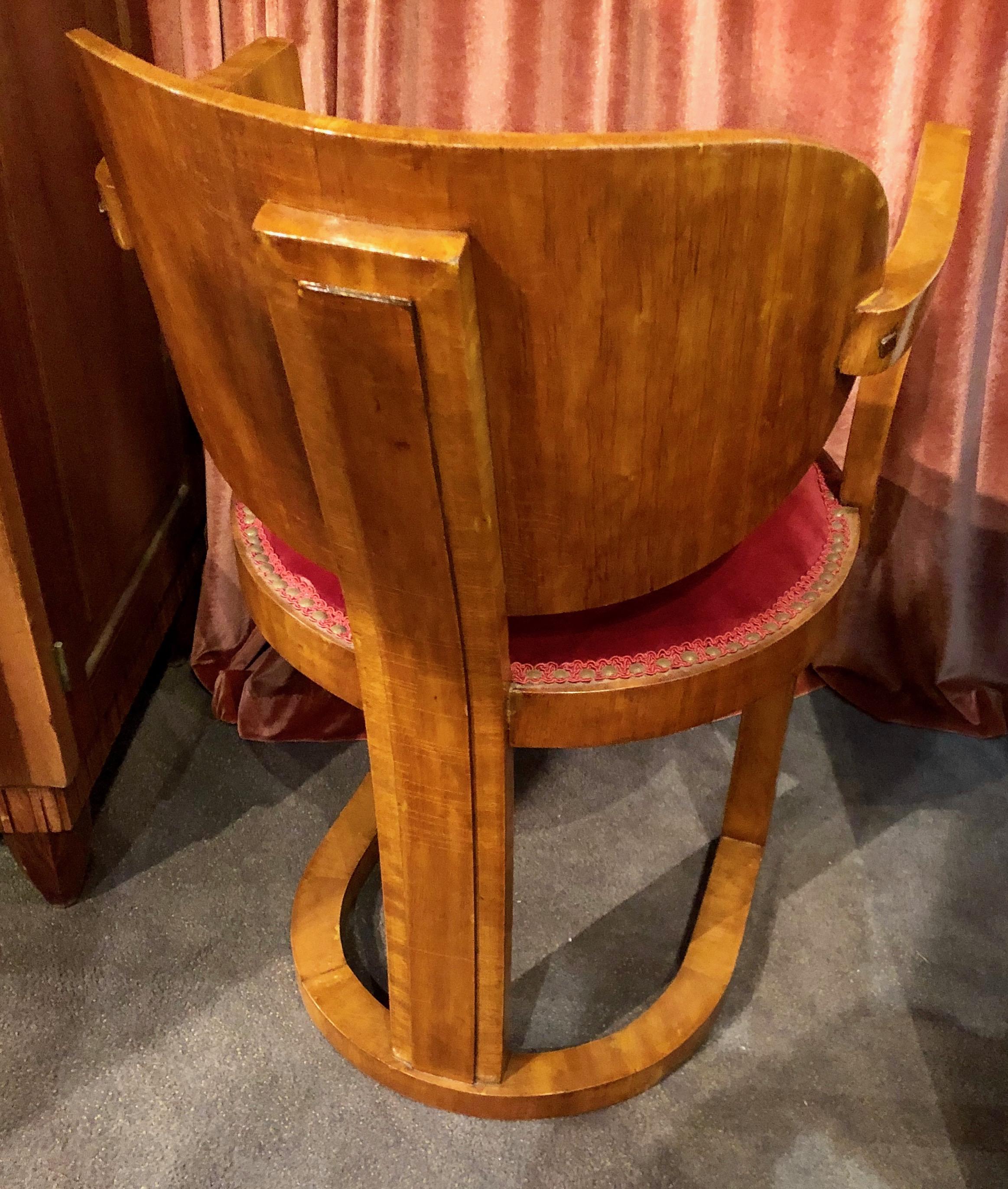 Mid-20th Century Art Deco Sculpted Wood Office or Side Chair