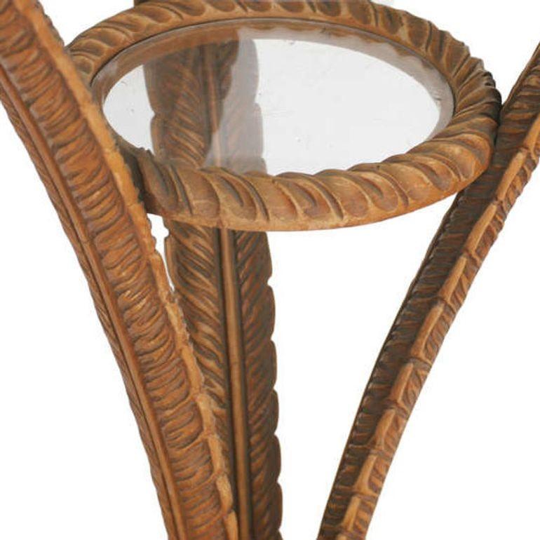Art-Déco-Beistelltisch aus geformtem, pflaumenfarbenem Holz mit rundem Sockel von Grosfeld House, Paar (Mitte des 20. Jahrhunderts) im Angebot
