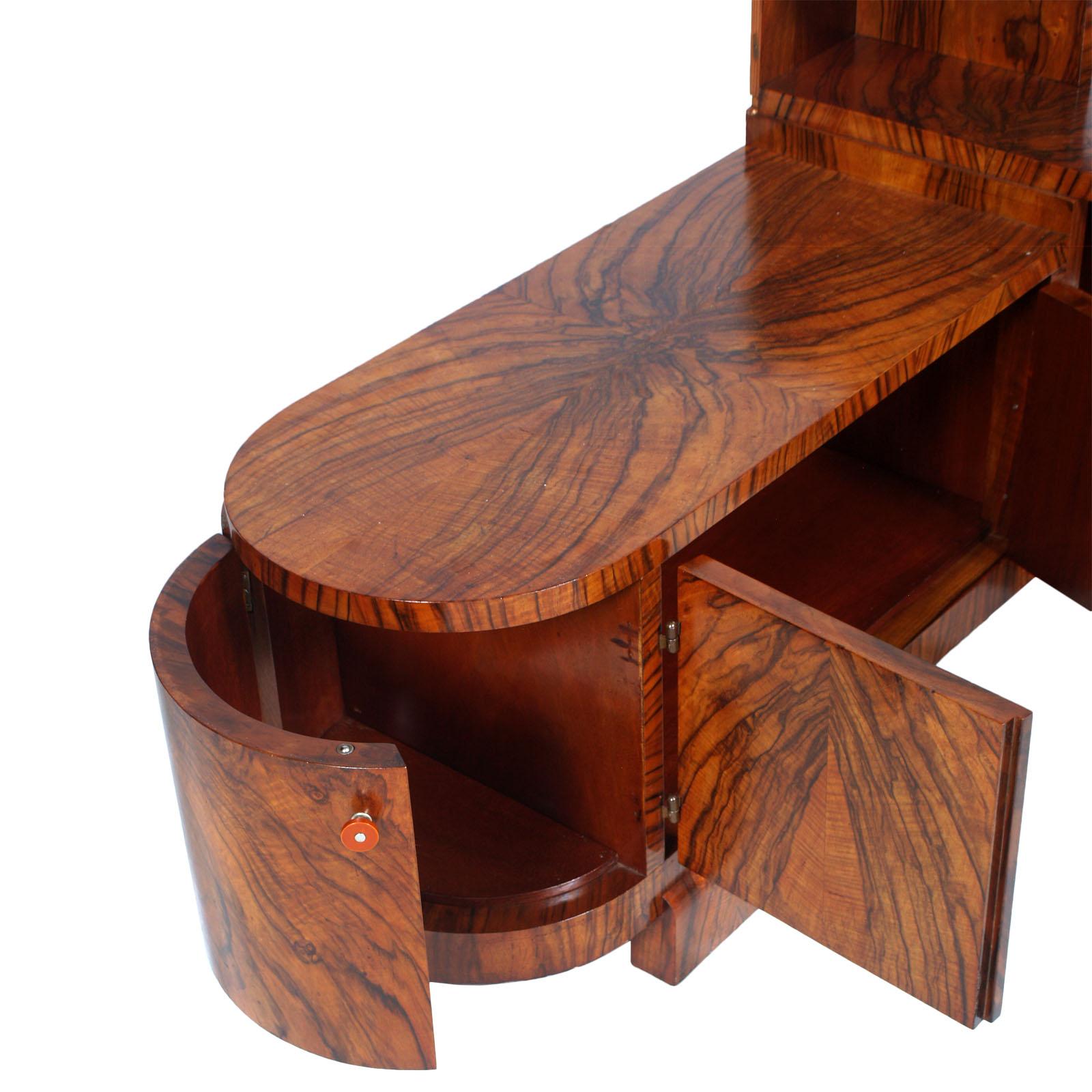 Art Deco Entry Cabinet, Vanity or Dressing Table by Osvaldo Borsani , Burl Walnut For Sale 5