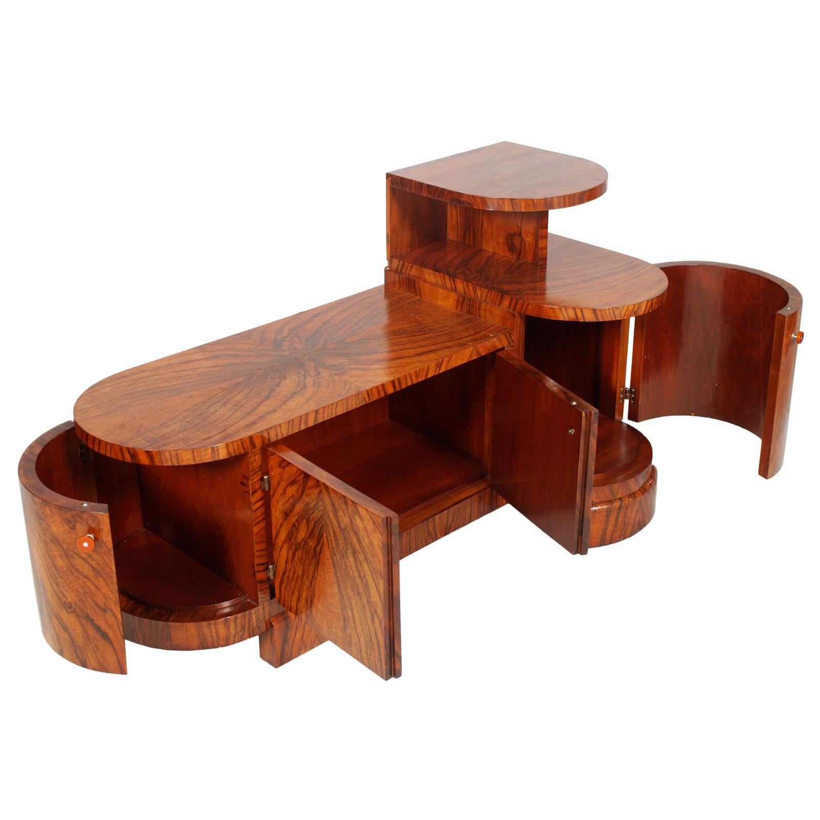 Art Deco Vanity , Skulpturaler Eingangsschrank,  von Osvaldo Borsani , Nussbaum Wurzelholz im Angebot 2