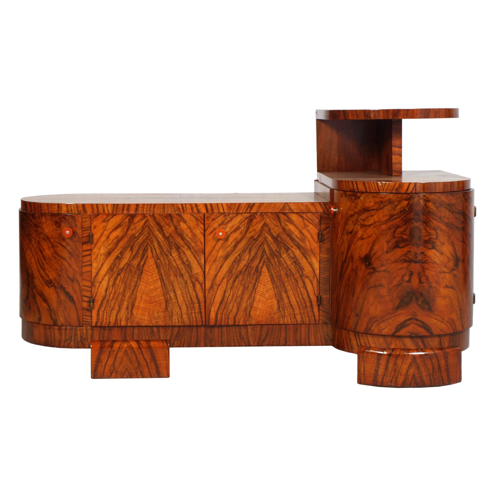 Art Deco Entry Cabinet, Vanity or Dressing Table by Osvaldo Borsani , Burl Walnut For Sale