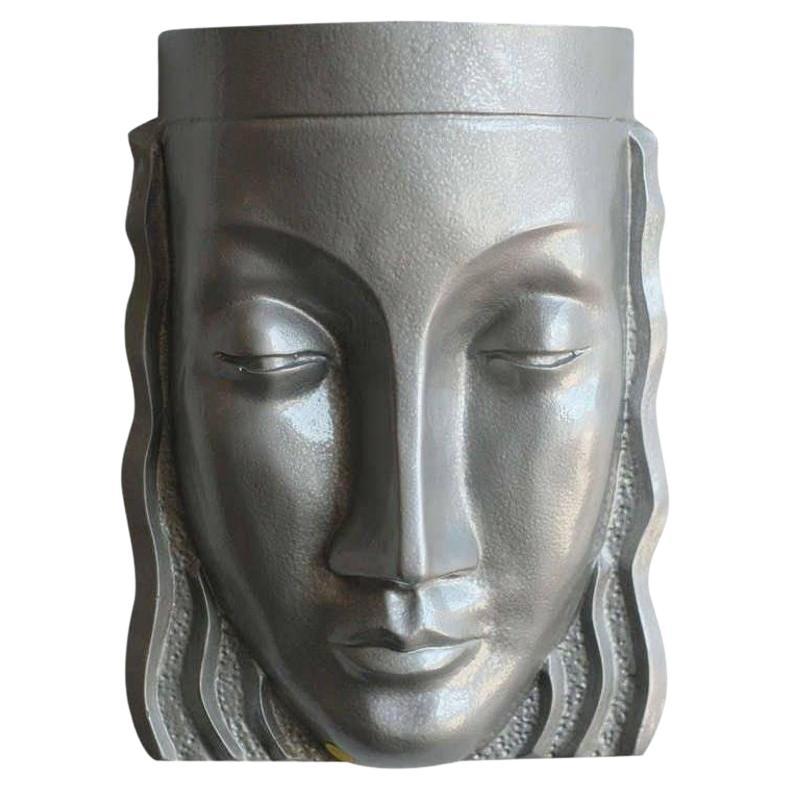 Art Deco Sculptural Female Face Wall Sconce, Rare