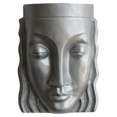 Art Deco Sculptural Female Face Wall Sconce, Rare