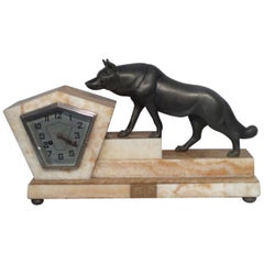 Art Deco Sculptural Fox Clock French, circa 1930