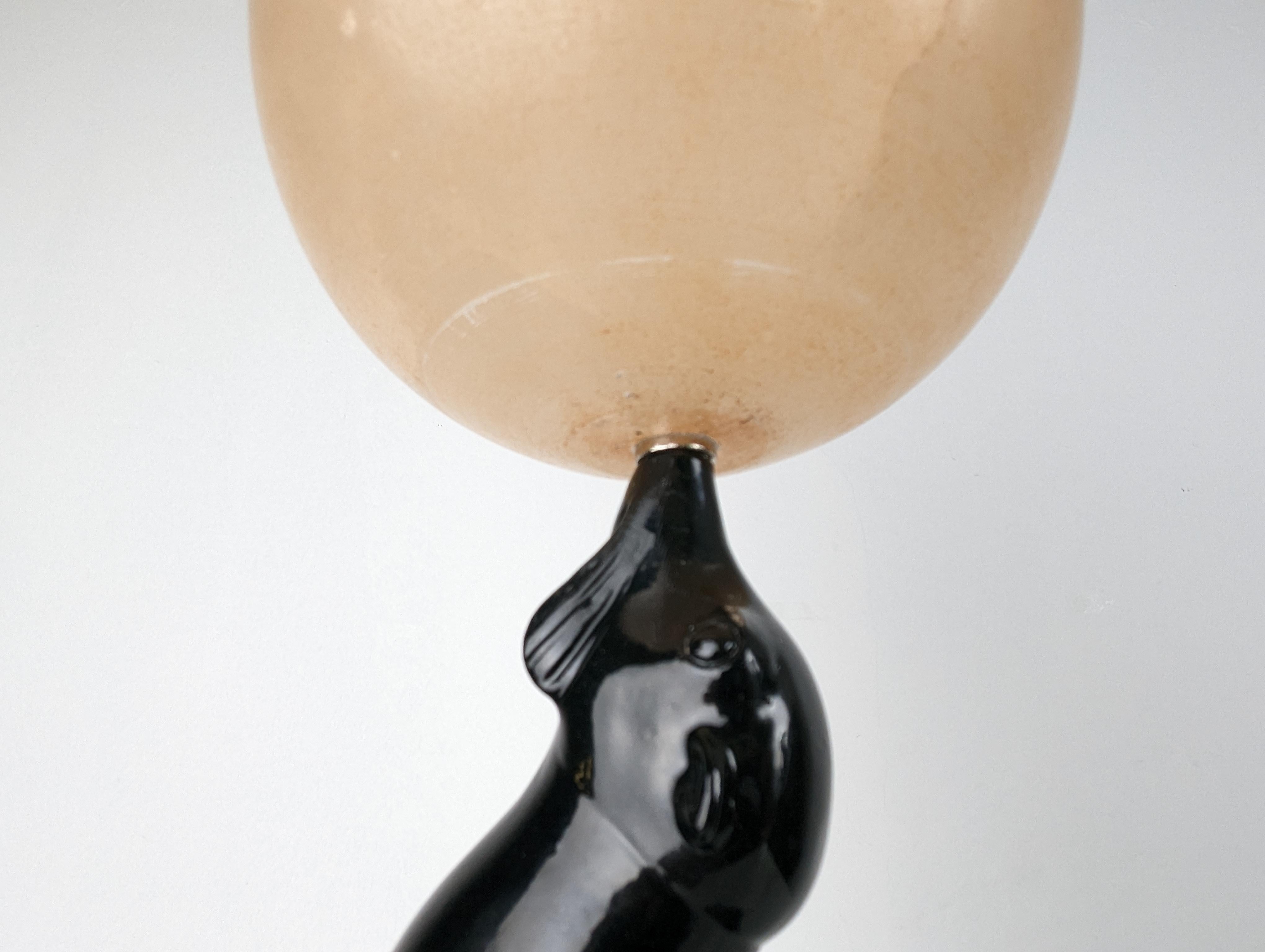 Lampe sculpturale Art déco en forme de phoque par Marcel André Bouraine, années 1920 2