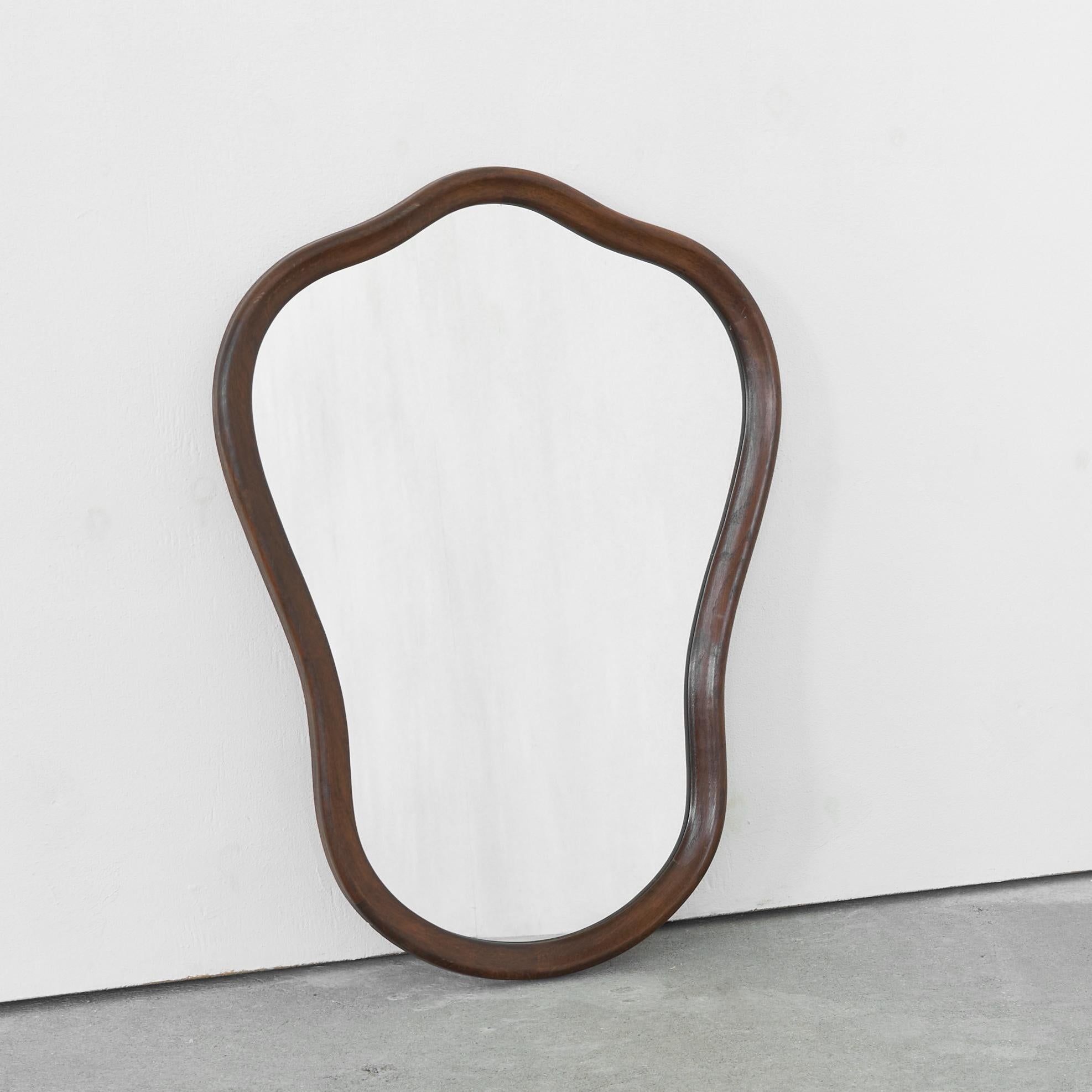Hand-Crafted Art Deco Sculptural Mirror in Wood, 1930s For Sale