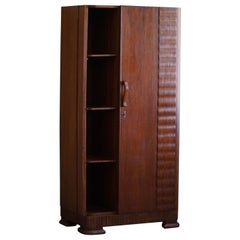 Art Deco, mobile scultoreo stretto in Oak, realizzato da un ebanista italiano, anni '40