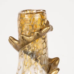 Art Deco Sculptural Organic Glass Vase with Hand-Painted Gilt Detailing