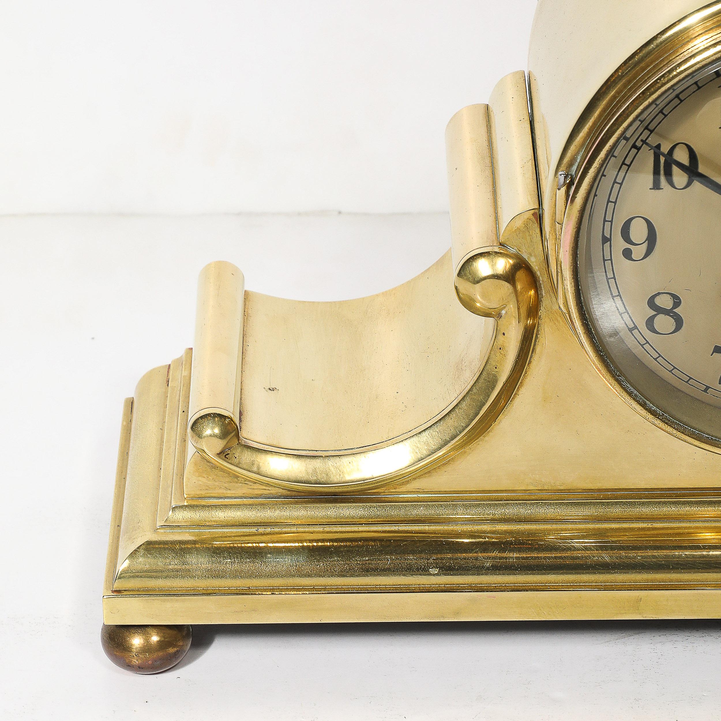 Art Deco-Skulptur aus poliertem Messing Uhr von Chelsea Clock Co. Für Tiffany im Angebot 6