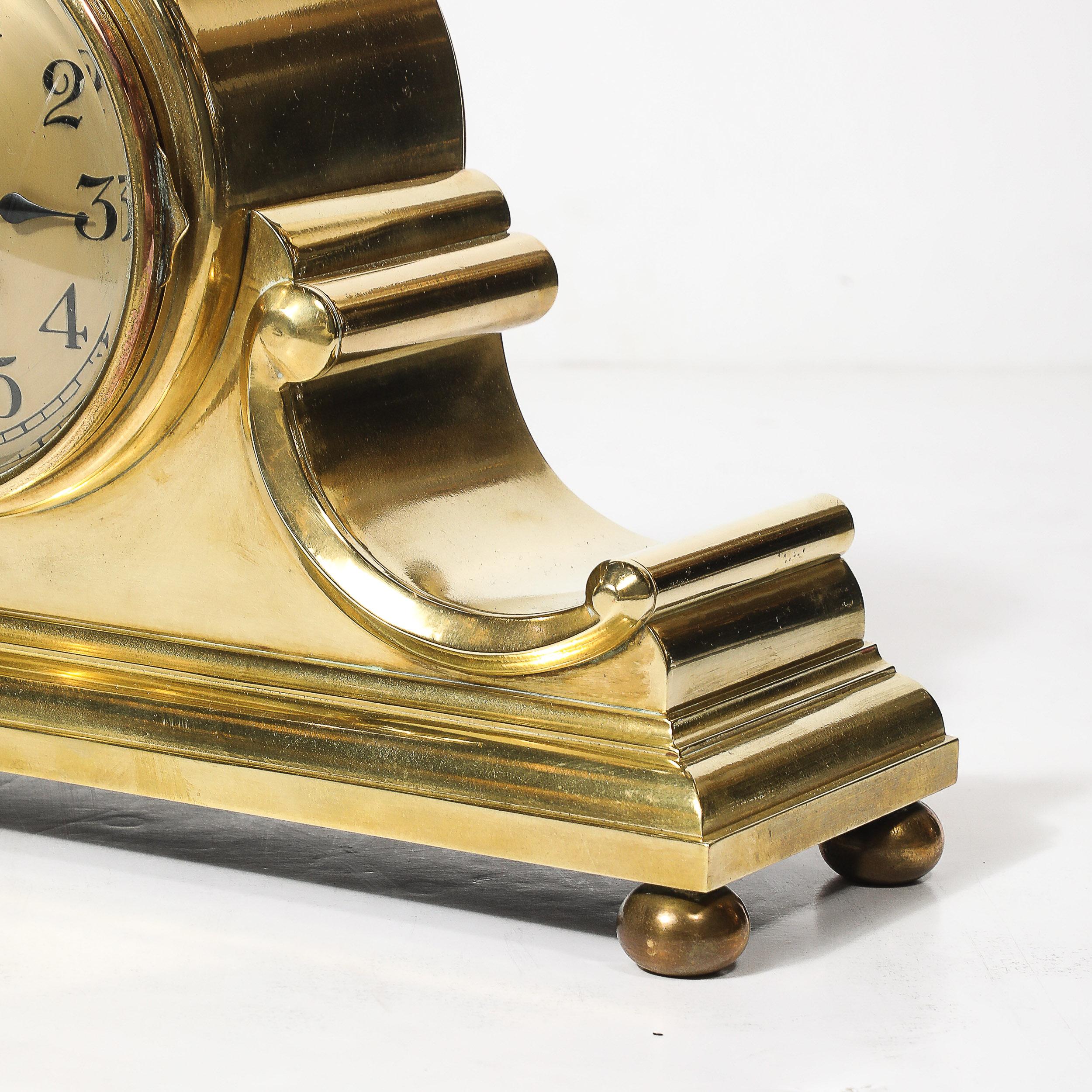 Art Deco-Skulptur aus poliertem Messing Uhr von Chelsea Clock Co. Für Tiffany (Frühes 20. Jahrhundert) im Angebot