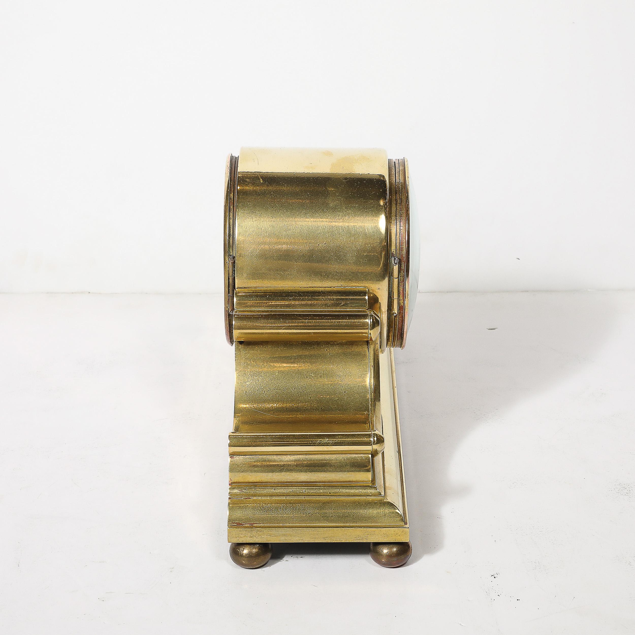 Art Deco-Skulptur aus poliertem Messing Uhr von Chelsea Clock Co. Für Tiffany im Angebot 3