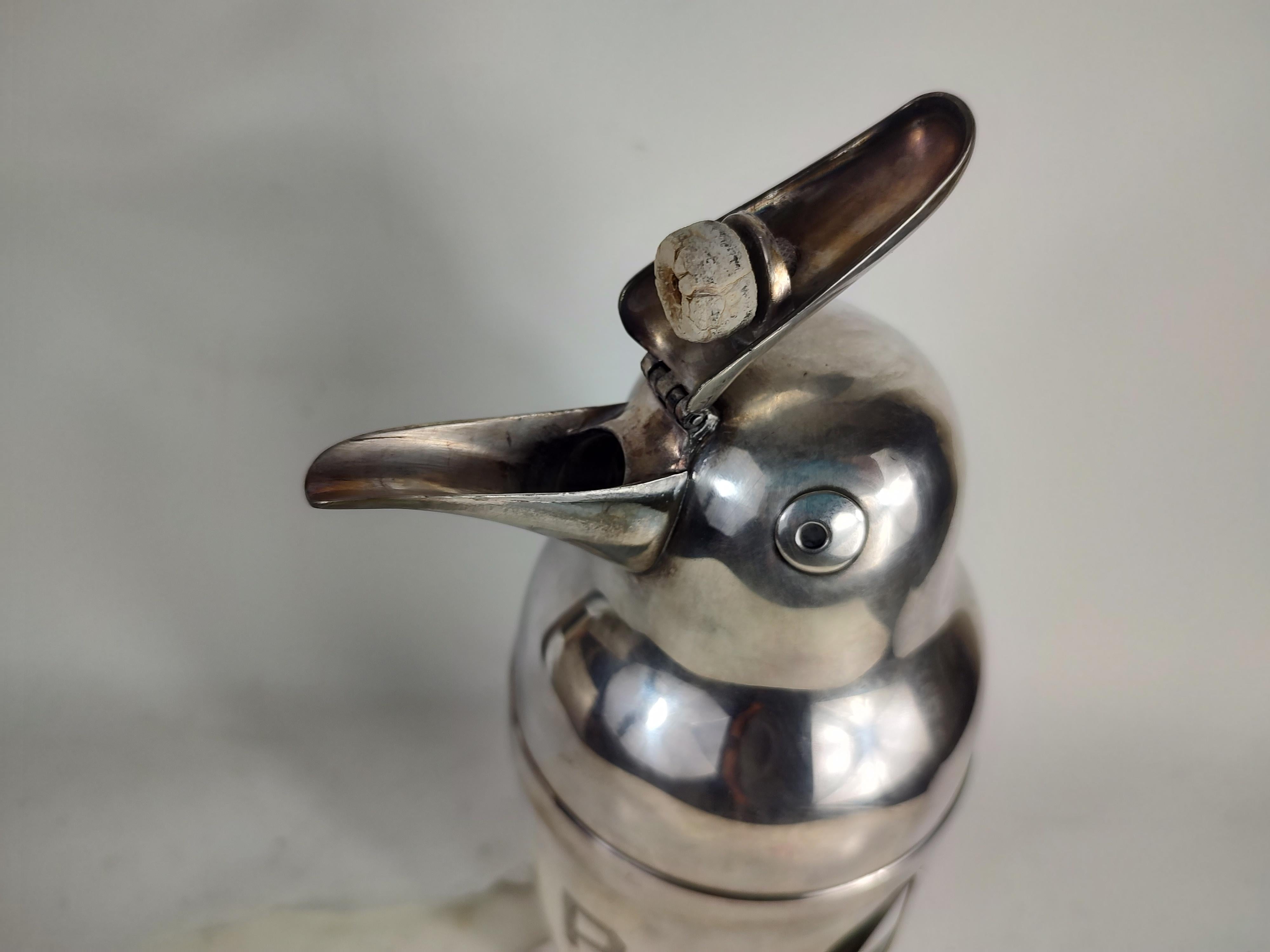 Mid-20th Century Art Deco Sculptural Silver Plate Penguin Cocktail Shaker by Napier, C1932