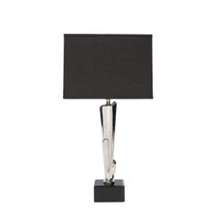 Art Deco Sculptural Skyscraper Style Nickeled Table Lamps W/ Black Enamel Base