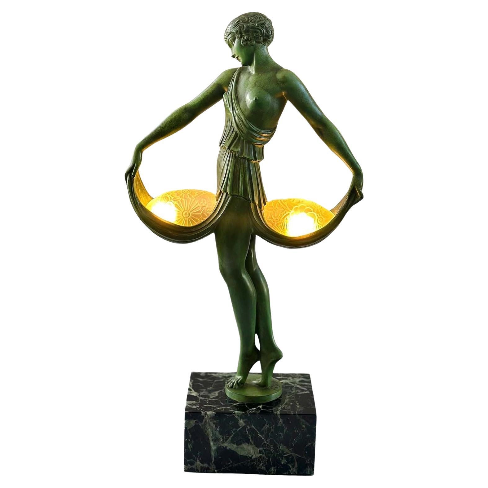 Art Deco Sculptural Table Lamp by P. Le Faguays, c. 1930 For Sale