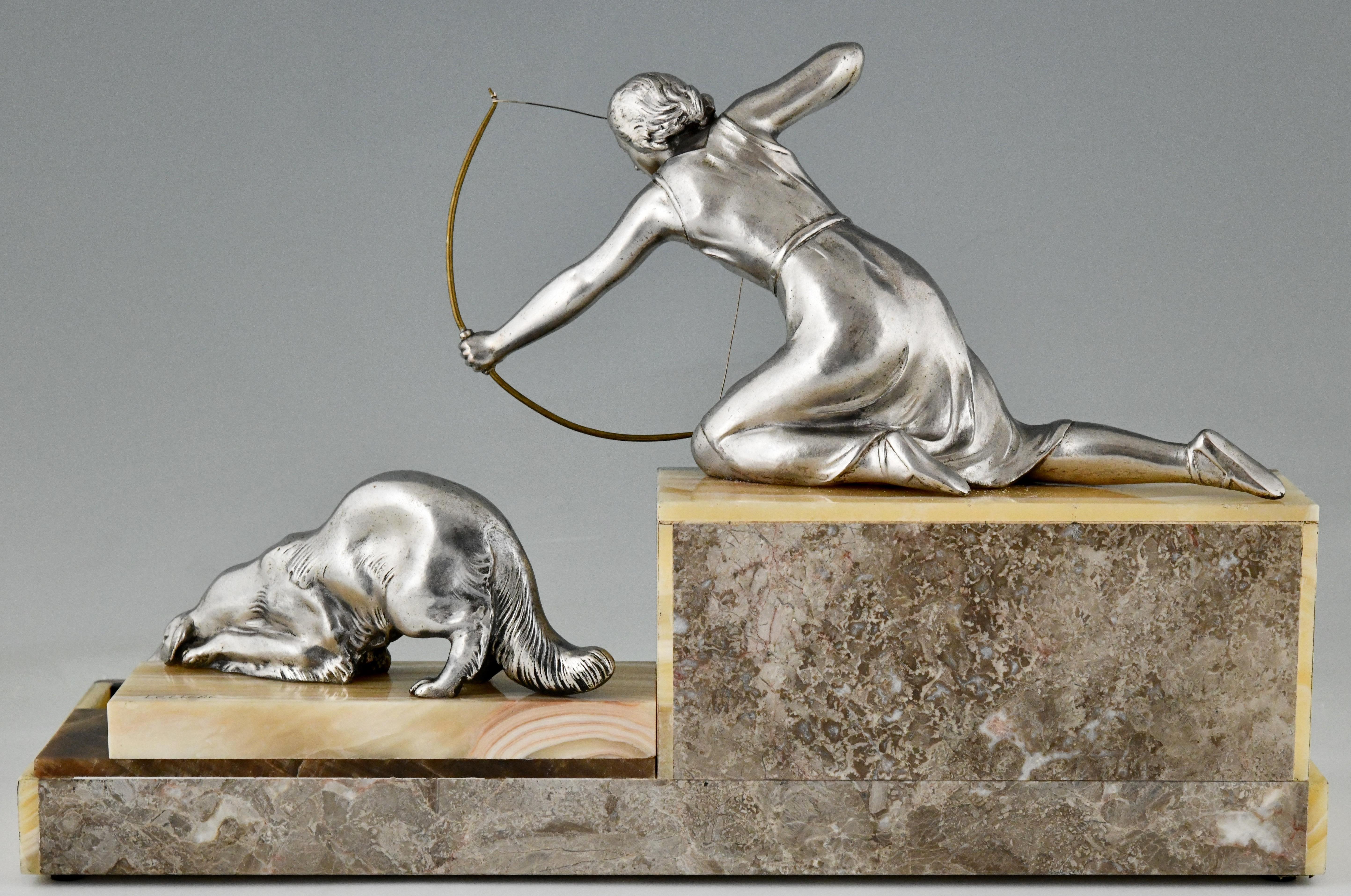 Art Deco sculptural tray Diana the huntress by Leclerc, France 1930 In Good Condition In Antwerp, BE