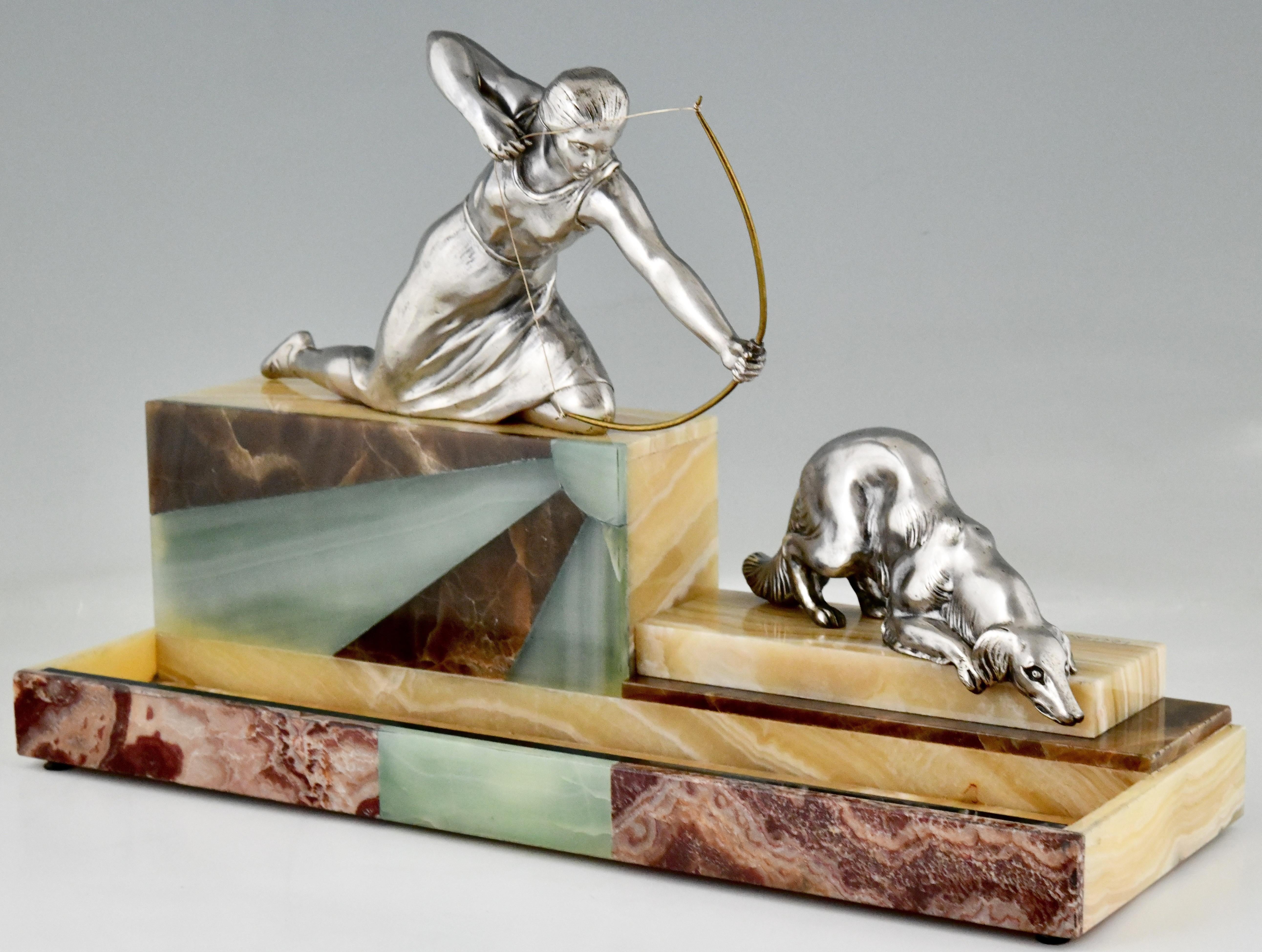 Art Deco sculptural tray Diana the huntress by Leclerc, France 1930 1