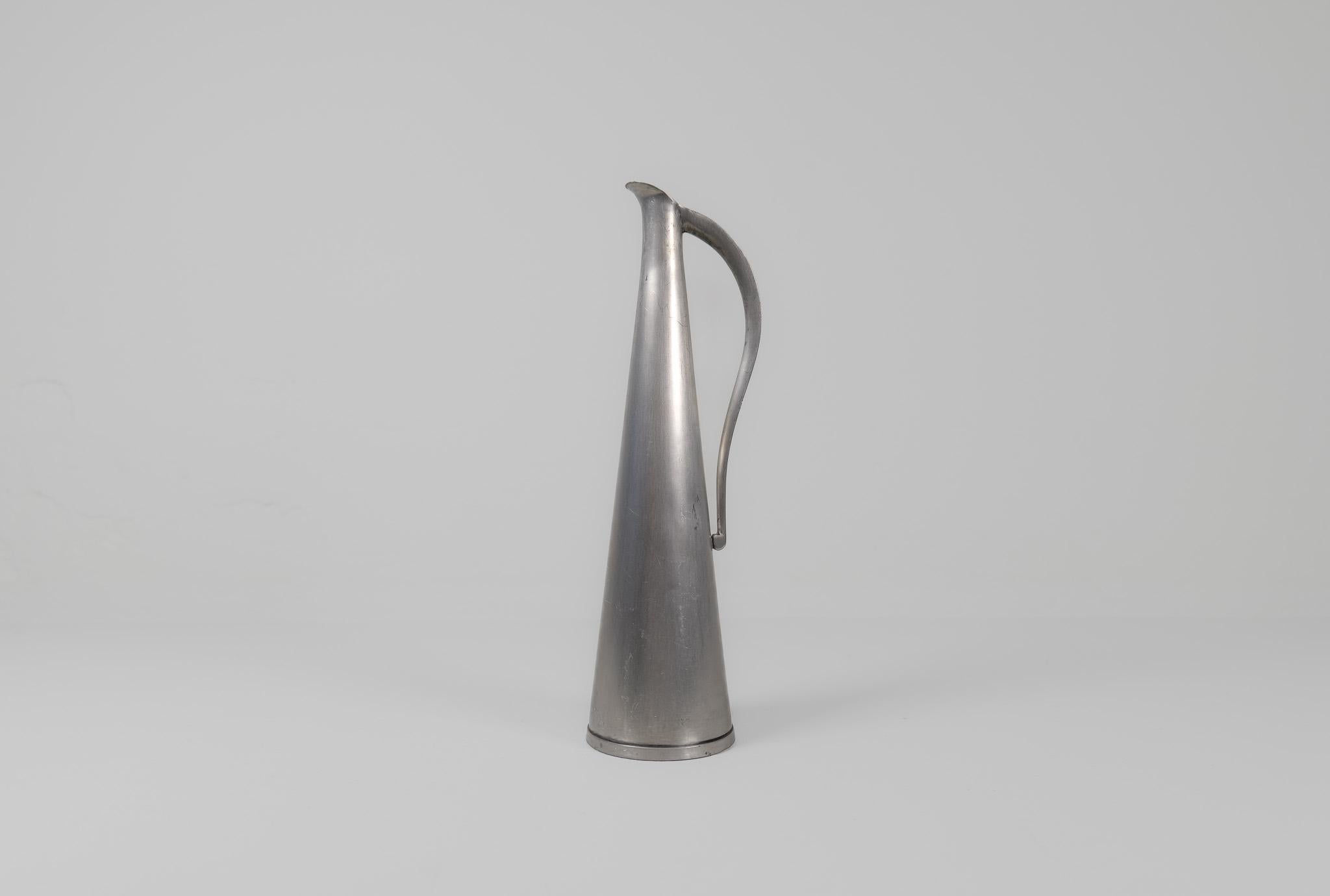 Sculptural Art Deco pewter wine pitcher 