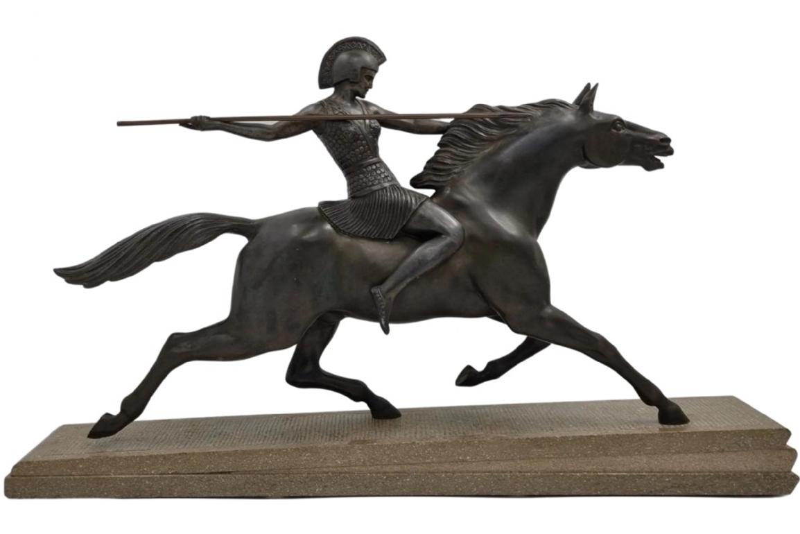 French Art Deco Sculpture Amazon On A Horse By Melo