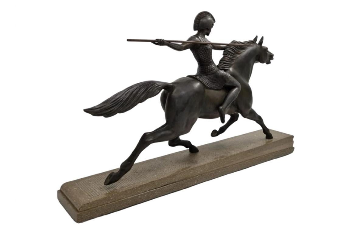 Art Deco Sculpture Amazon On A Horse By Melo In Good Condition In Hoddesdon, GB