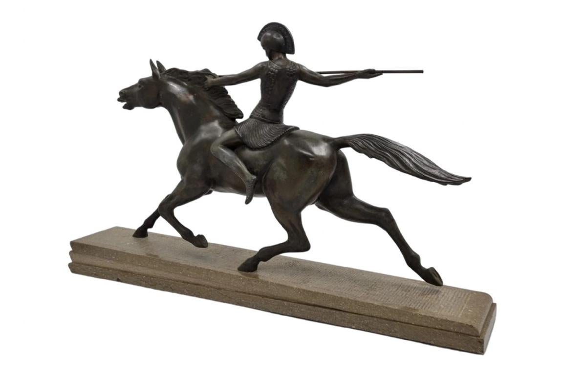 Art Deco Sculpture Amazon On A Horse By Melo 1