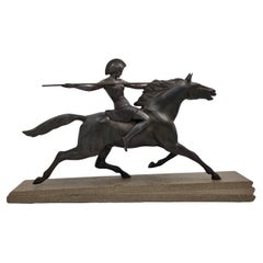 Art Deco Sculpture Amazon On A Horse By Melo
