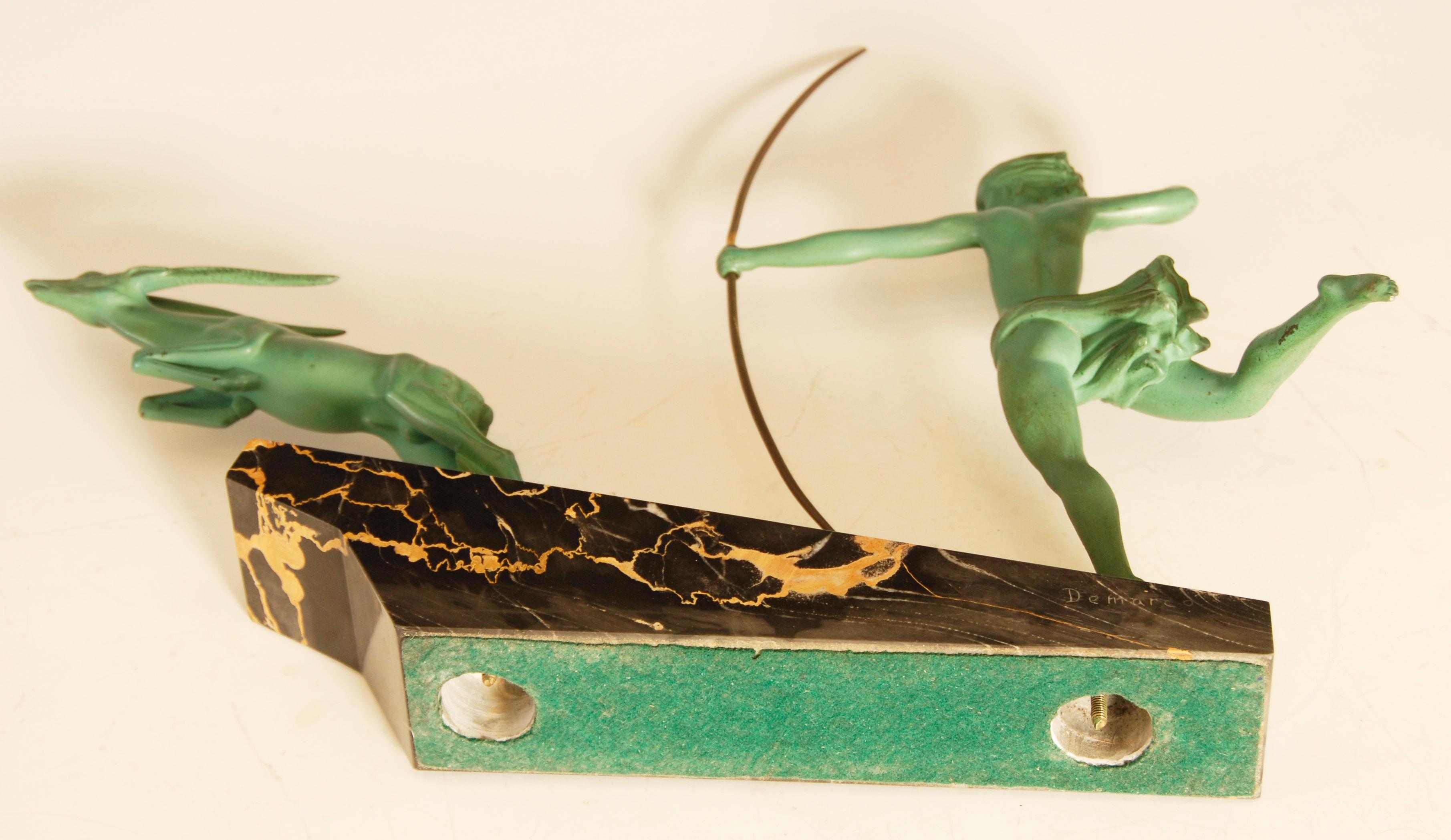 Spelter Art Deco Sculpture 'Atalante' from Max Le Verrier Foundry, Paris For Sale