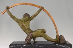 Art Deco Sculpture Athlete with Bar, L'age Du Bronze Demetre Chiparus