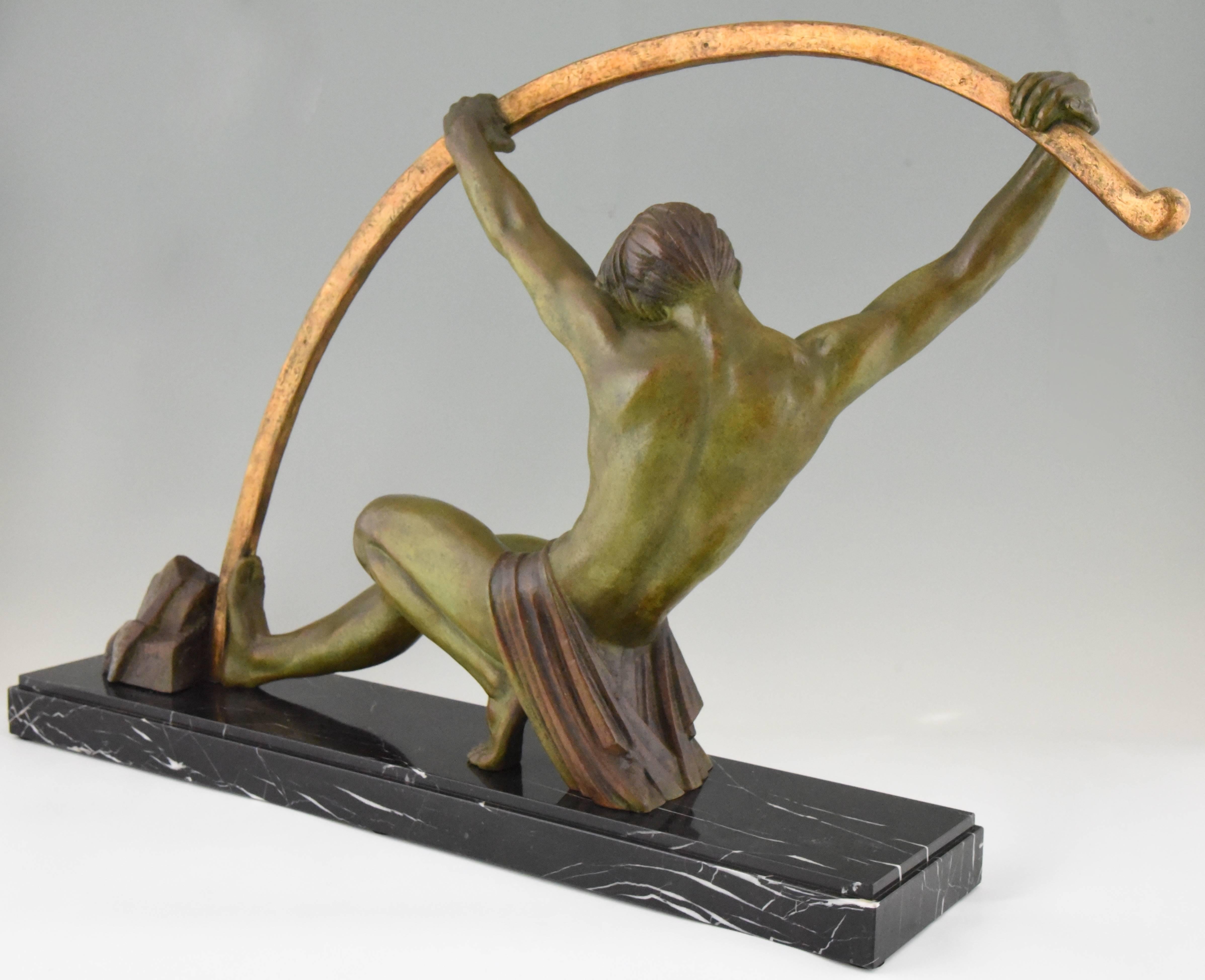 Art Deco Sculpture Athlete with Bar, L'age Du Bronze Demetre Chiparus 1