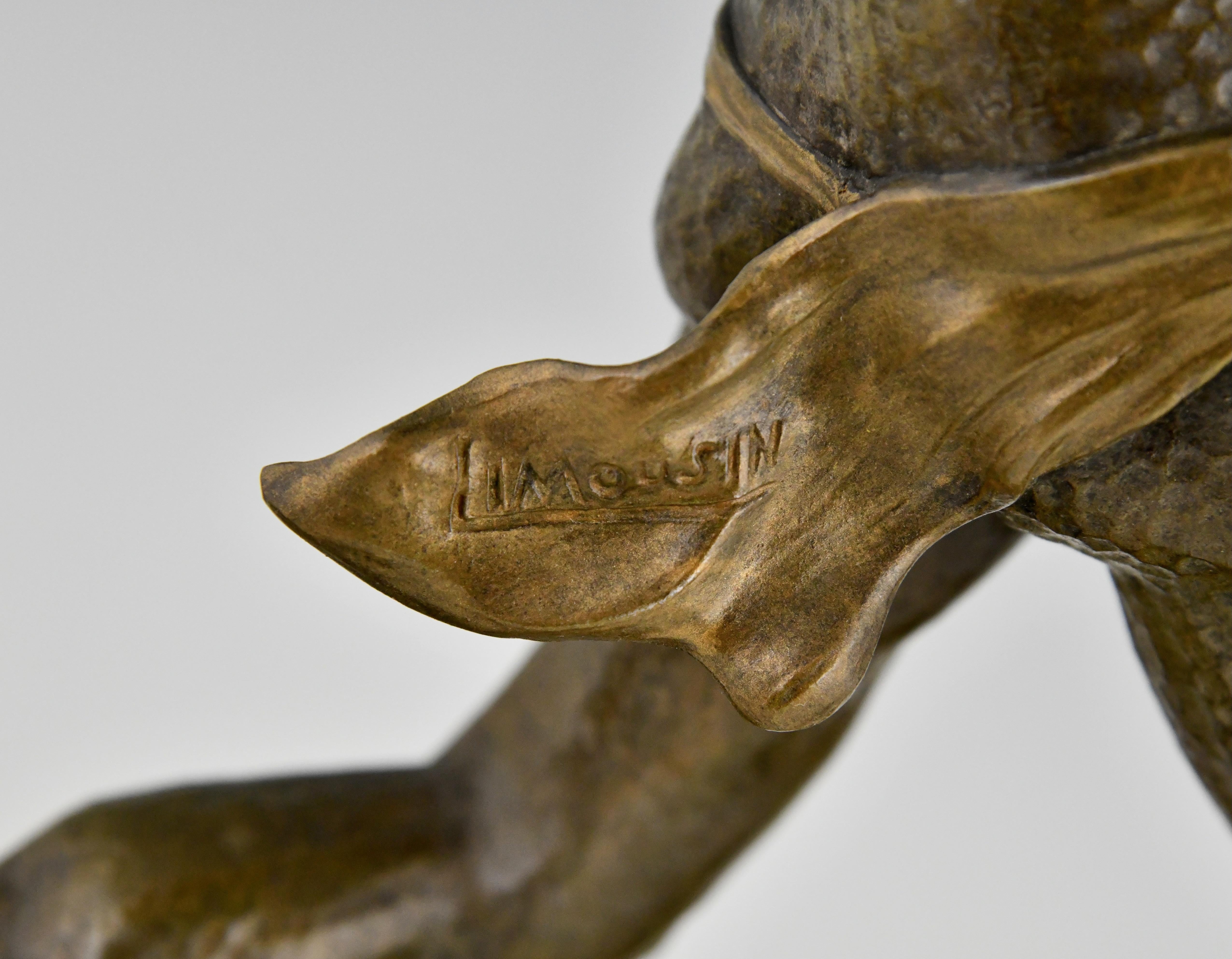 Art-Déco-Skulptur-Sportler mit Speerjavelin thrower, signiert von Limousin, 1930. im Angebot 3