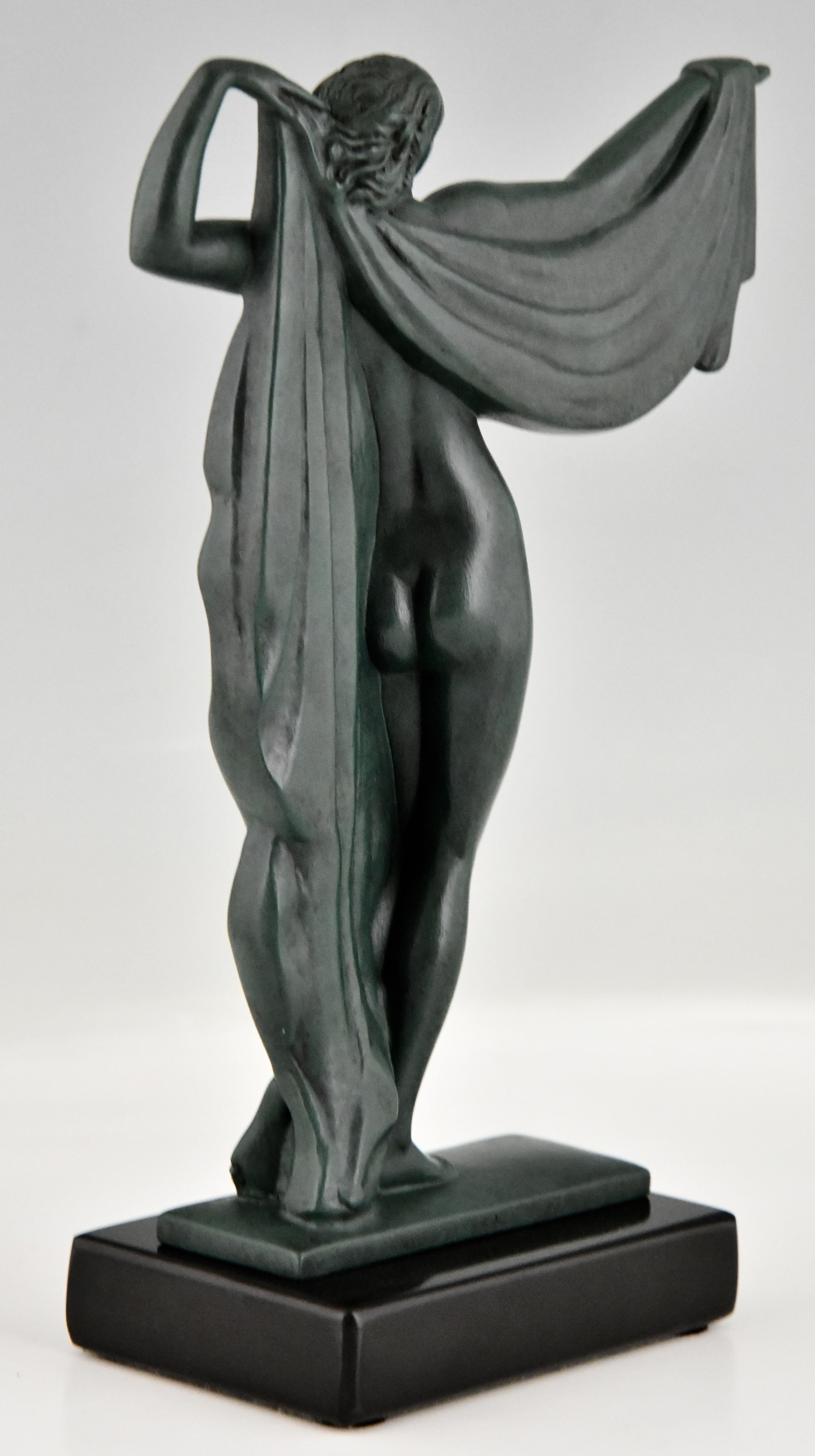 Patinated Art Deco Sculpture Bathing Nude Venus by Fayral Max Le Verrier, France, 1930