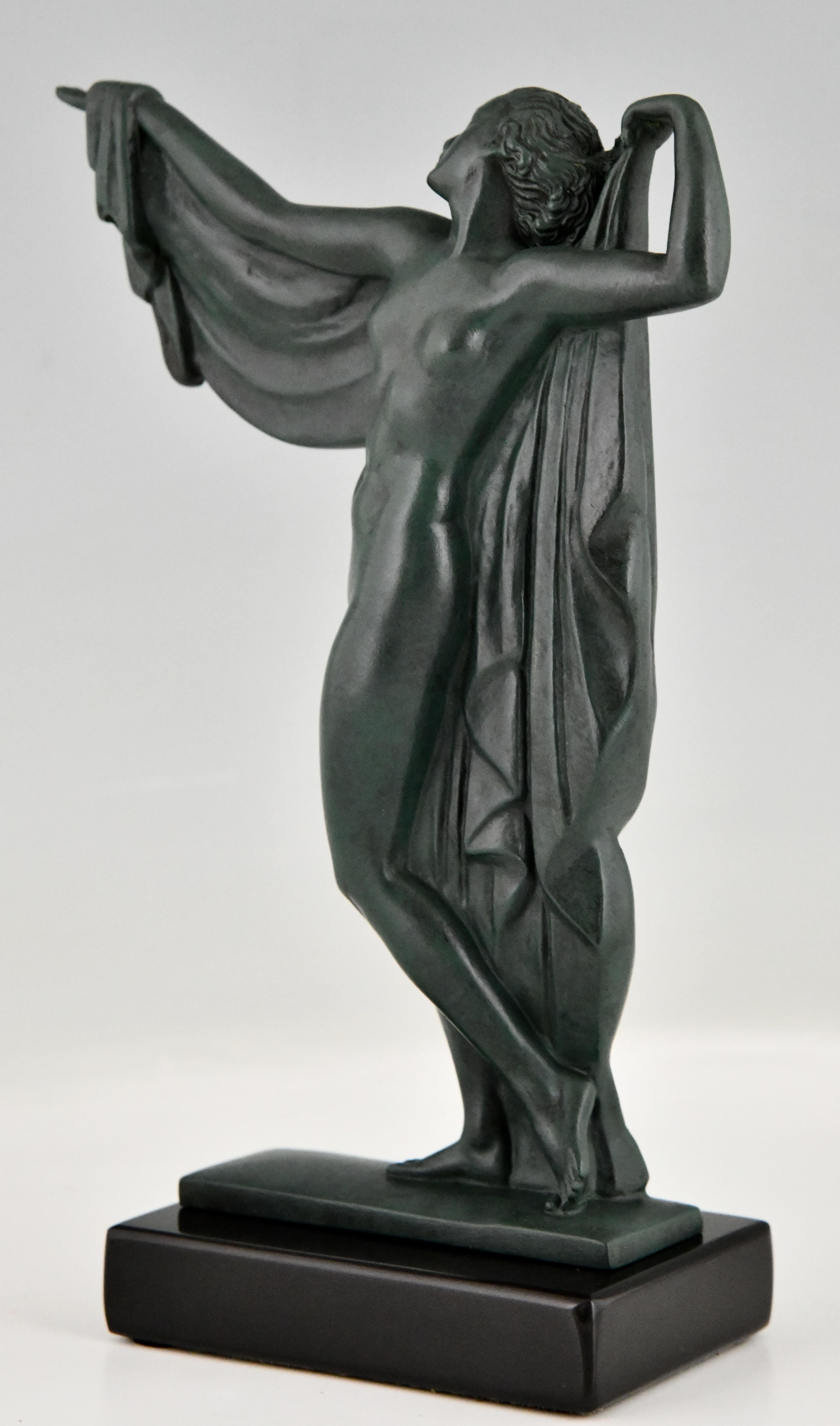 Métal Sculpture Art Déco - Vénus se baignant nue par Fayral Max Le Verrier, France, 1930