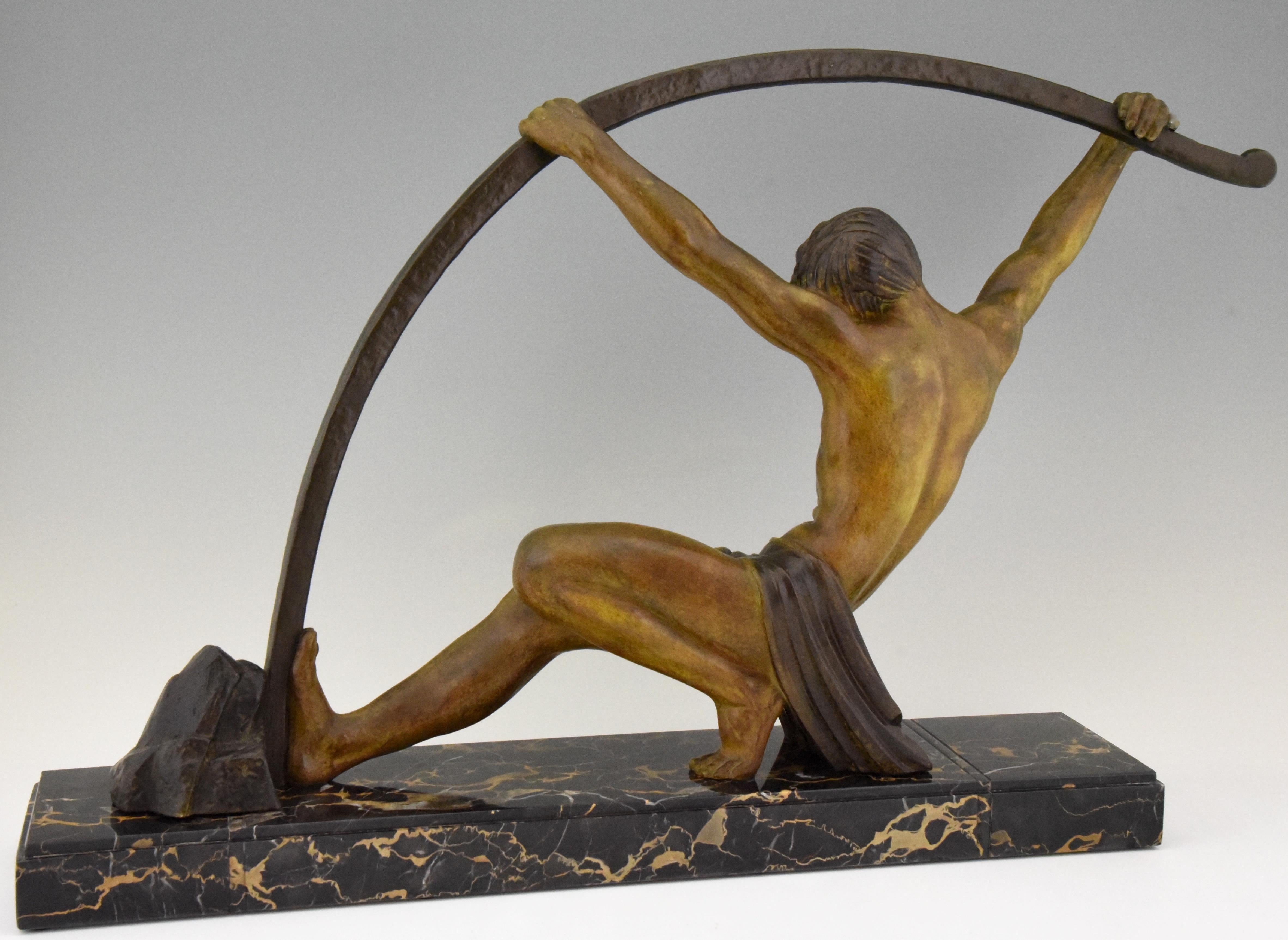 Metal Art Deco Sculpture Bending Bar Man 