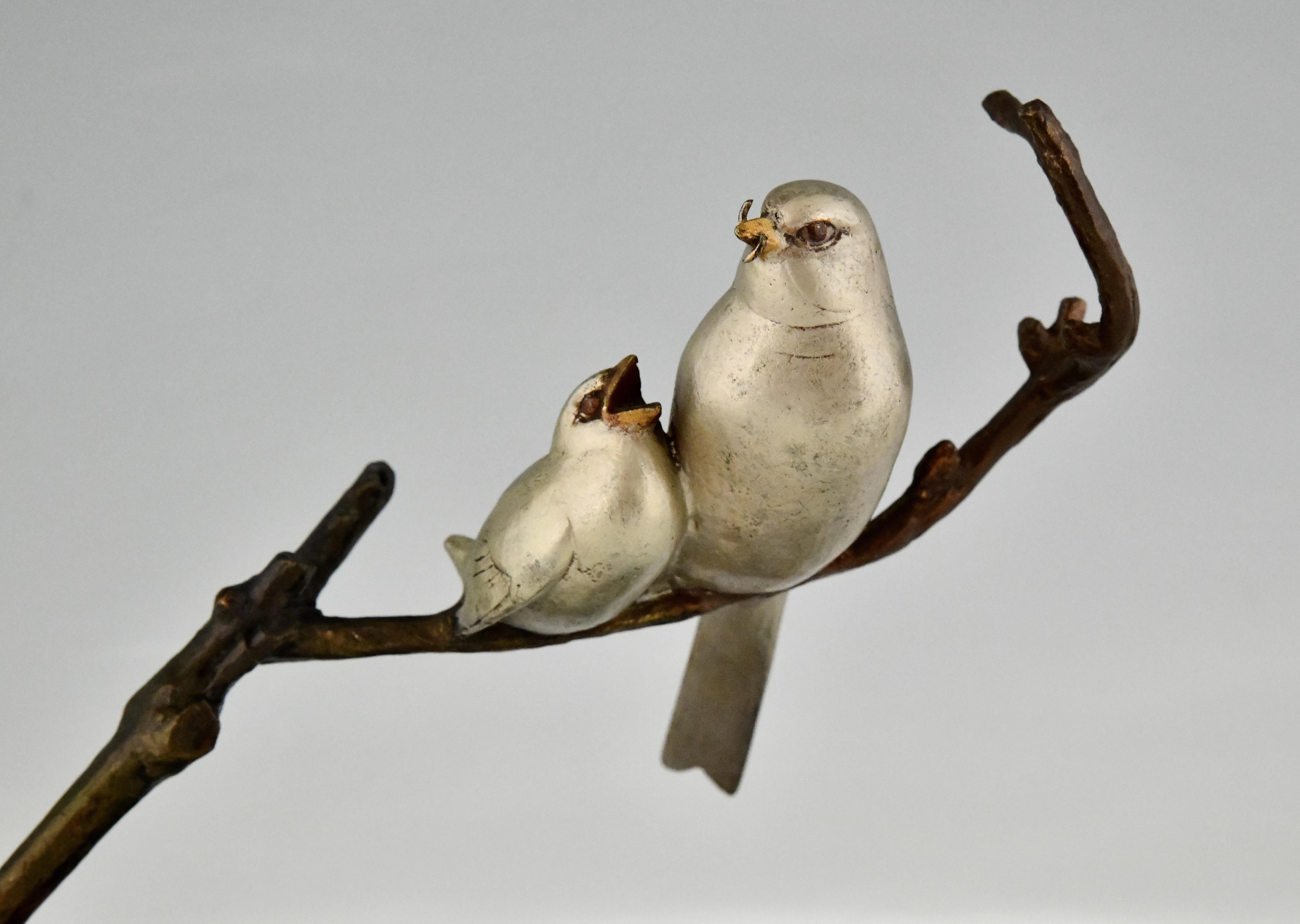 Art Deco Sculpture Birds on a Branch Signed by André Vincent Becquerel 1930 For Sale 3