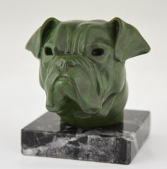 Art Deco Sculpture Bulldog Paperweight Car Mascot Max Le Verrier, 1930