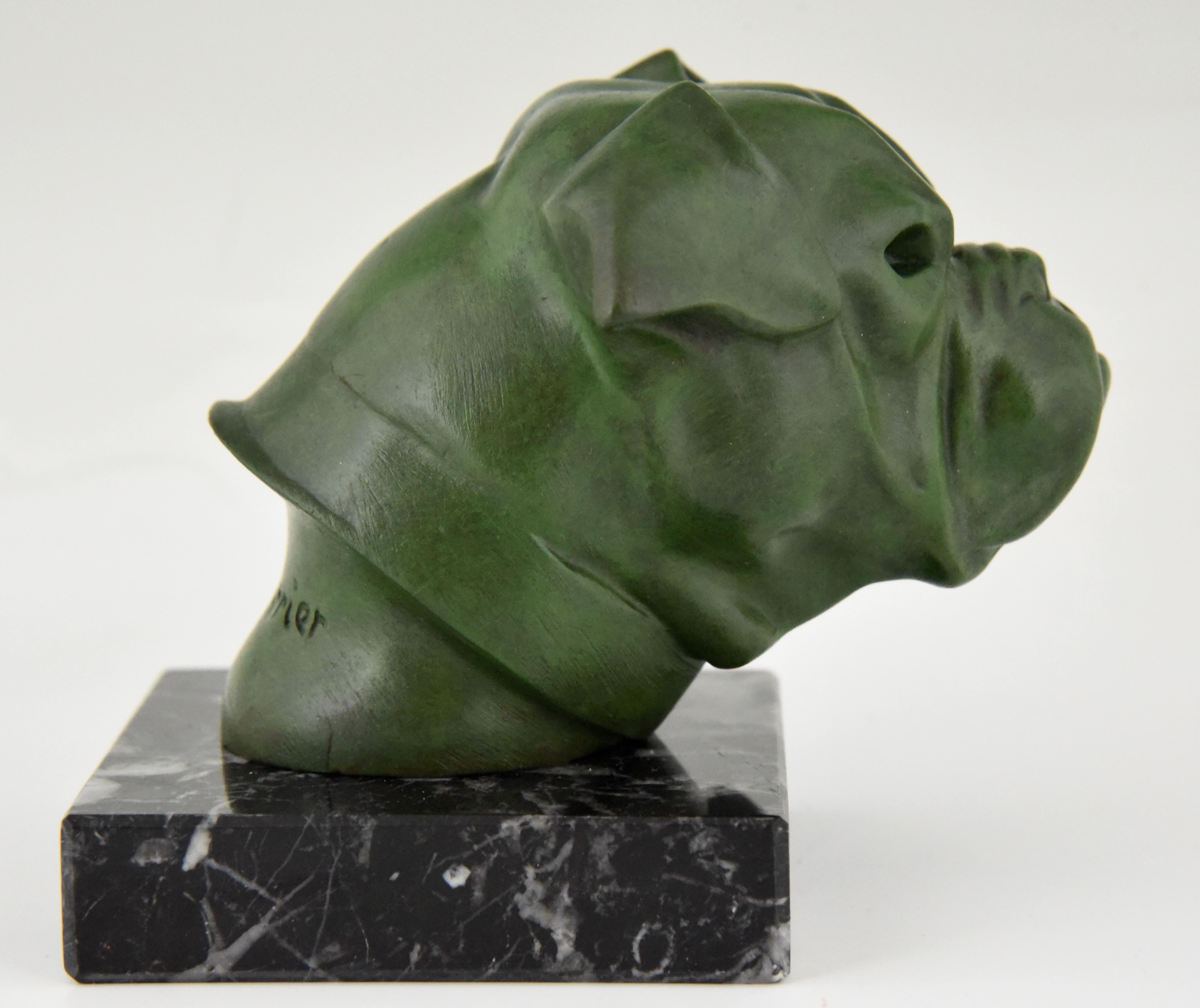 Art Deco Sculpture Bulldog Paperweight Car Mascot Max Le Verrier, 1930 In Good Condition In Antwerp, BE
