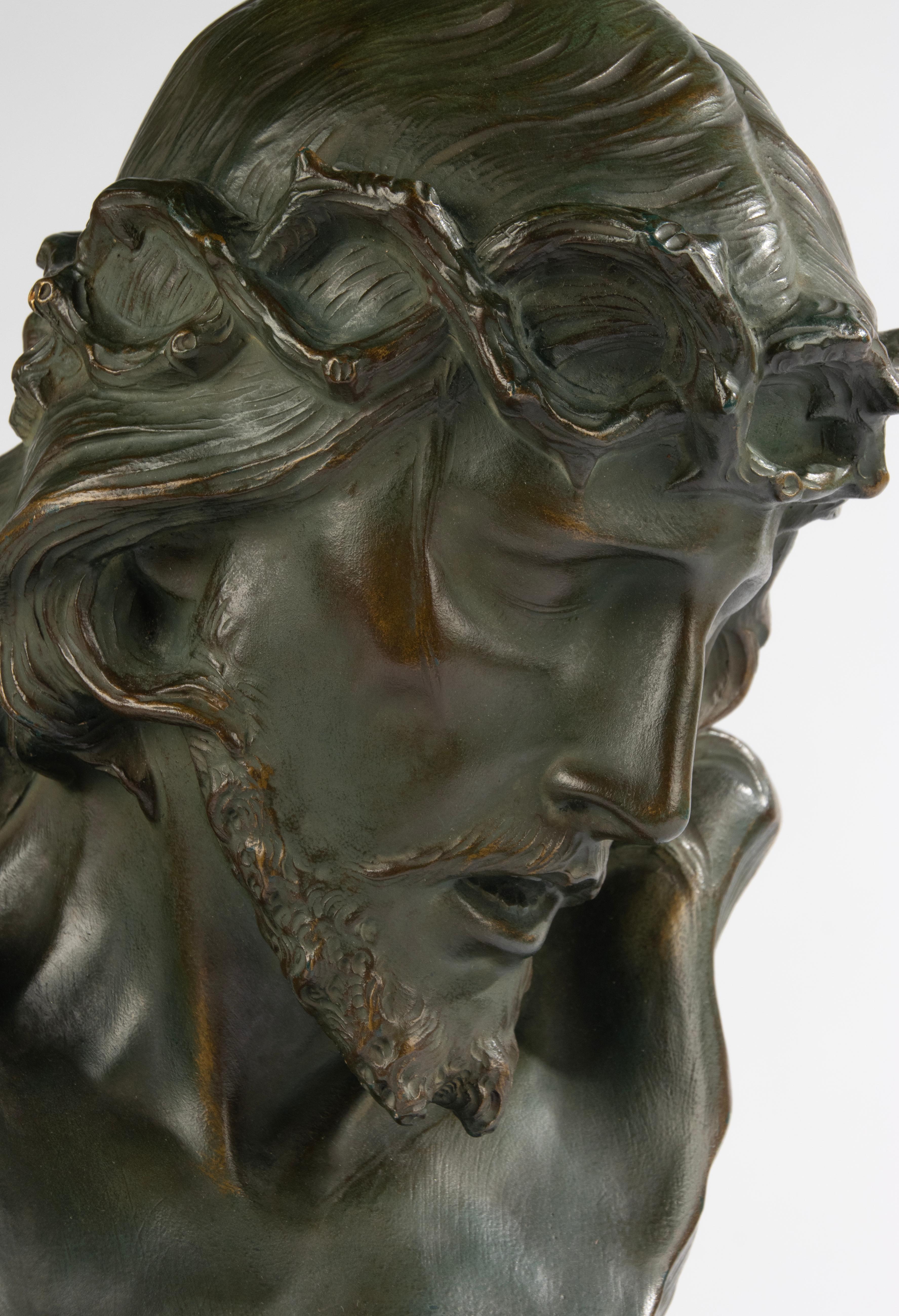 Sculpture Art déco - Buste de Jésus-Christ - Johannes Dommisse - Terracotta en vente 8