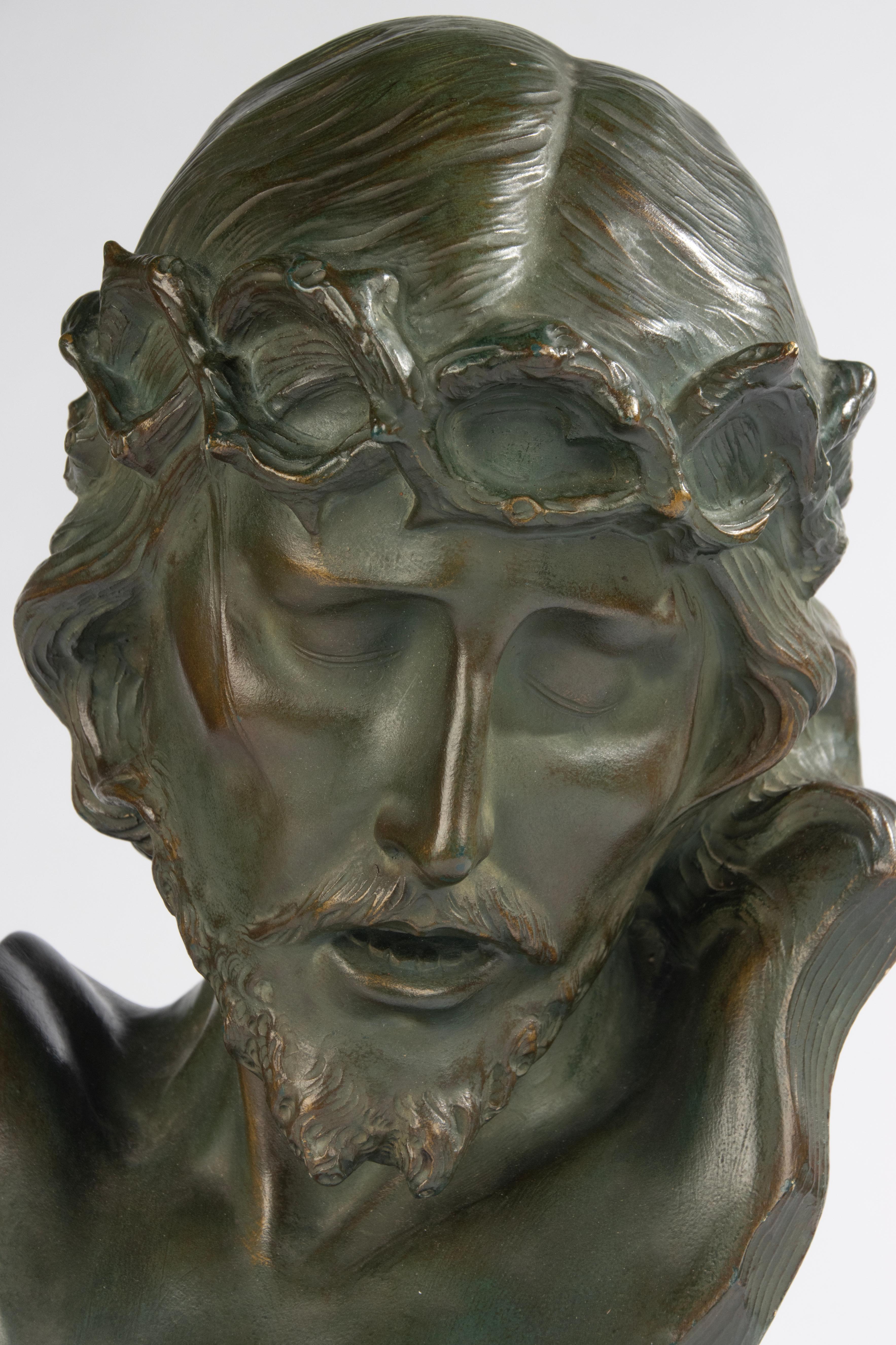 Sculpture Art déco - Buste de Jésus-Christ - Johannes Dommisse - Terracotta en vente 12