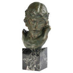 Art Deco Sculpture - Bust of Jesus Christ - Johannes Dommisse - Terracotta