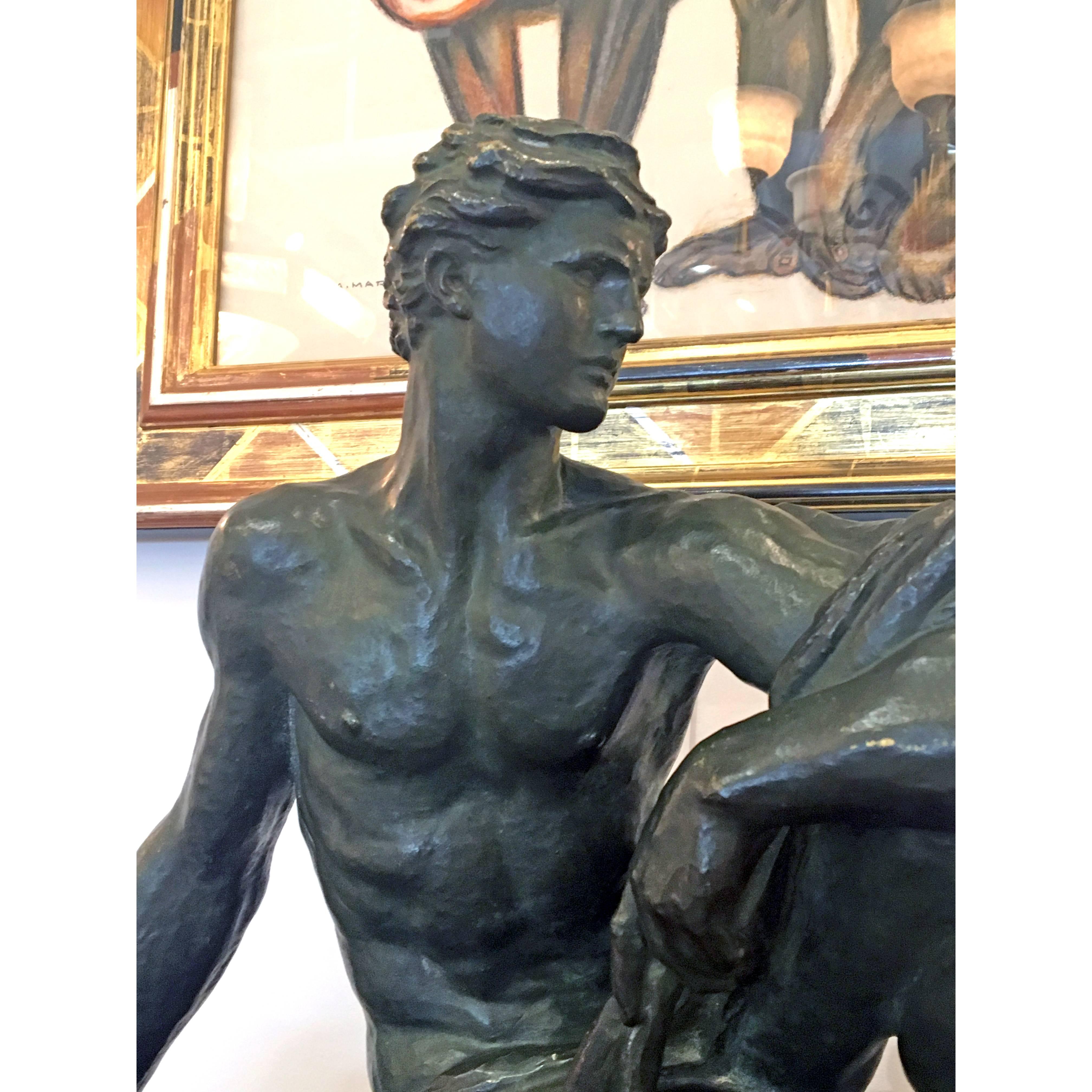 French Art Deco Sculpture by Alexandre Kelety the Archer For Sale