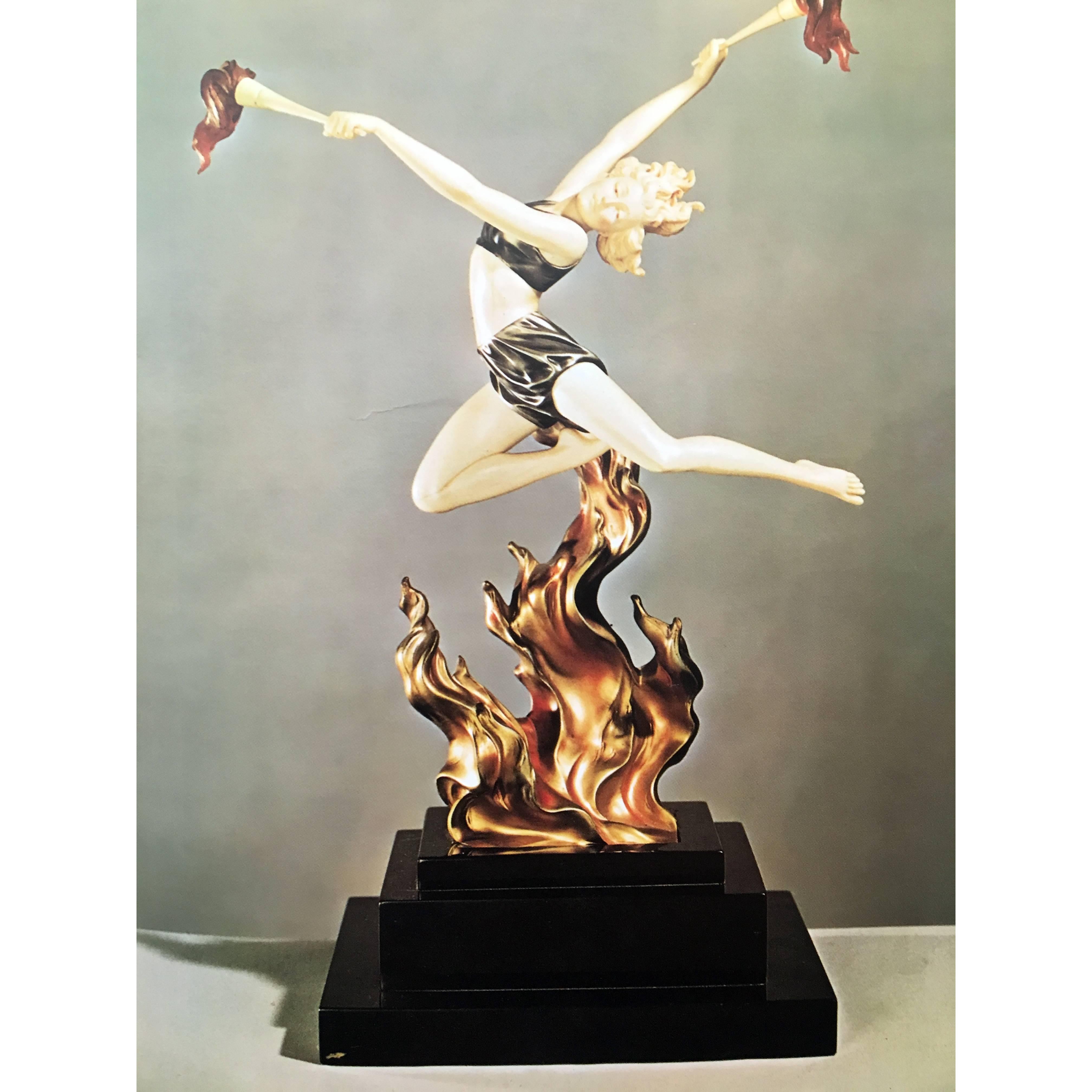 Sculpture Art Déco de Ferdinand Preiss Flame Leaper Bon état à Coral Gables, FL